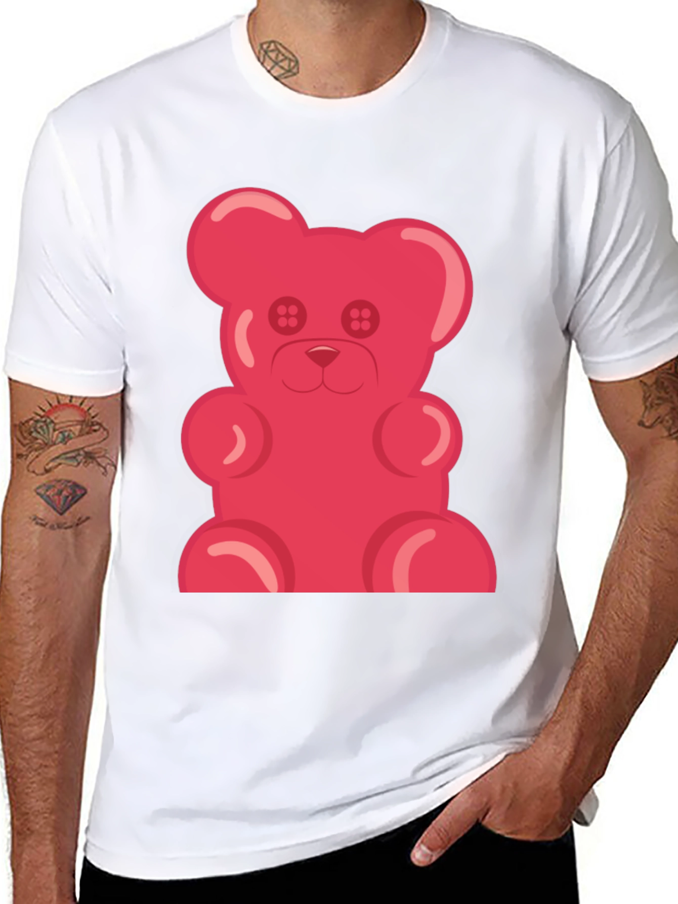 Gummy Bear Graphic Tee - Black Cotton T-Shirt