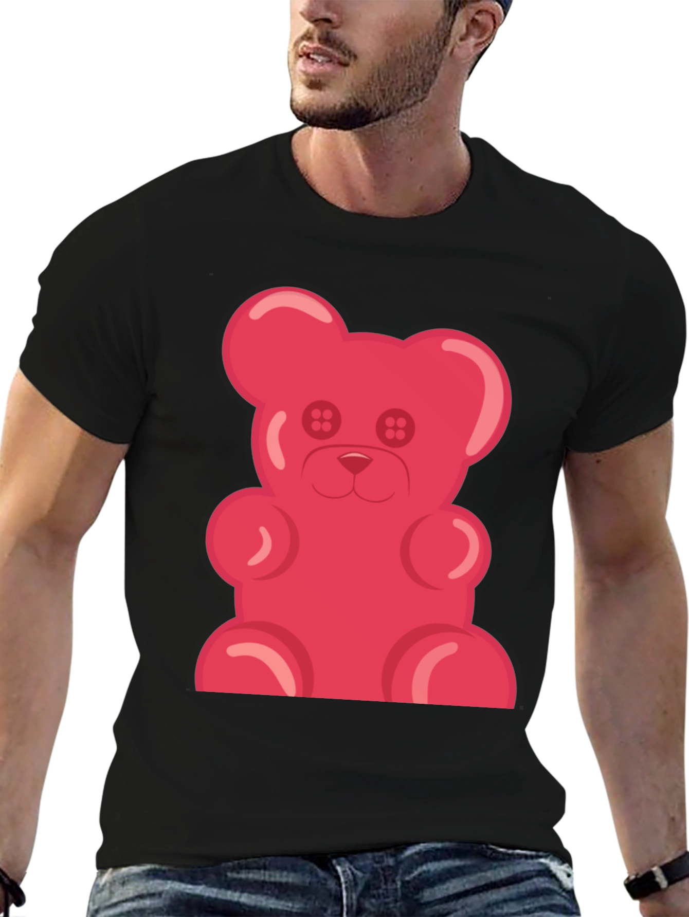 Gummy Bear Graphic Tee - Black Cotton T-Shirt