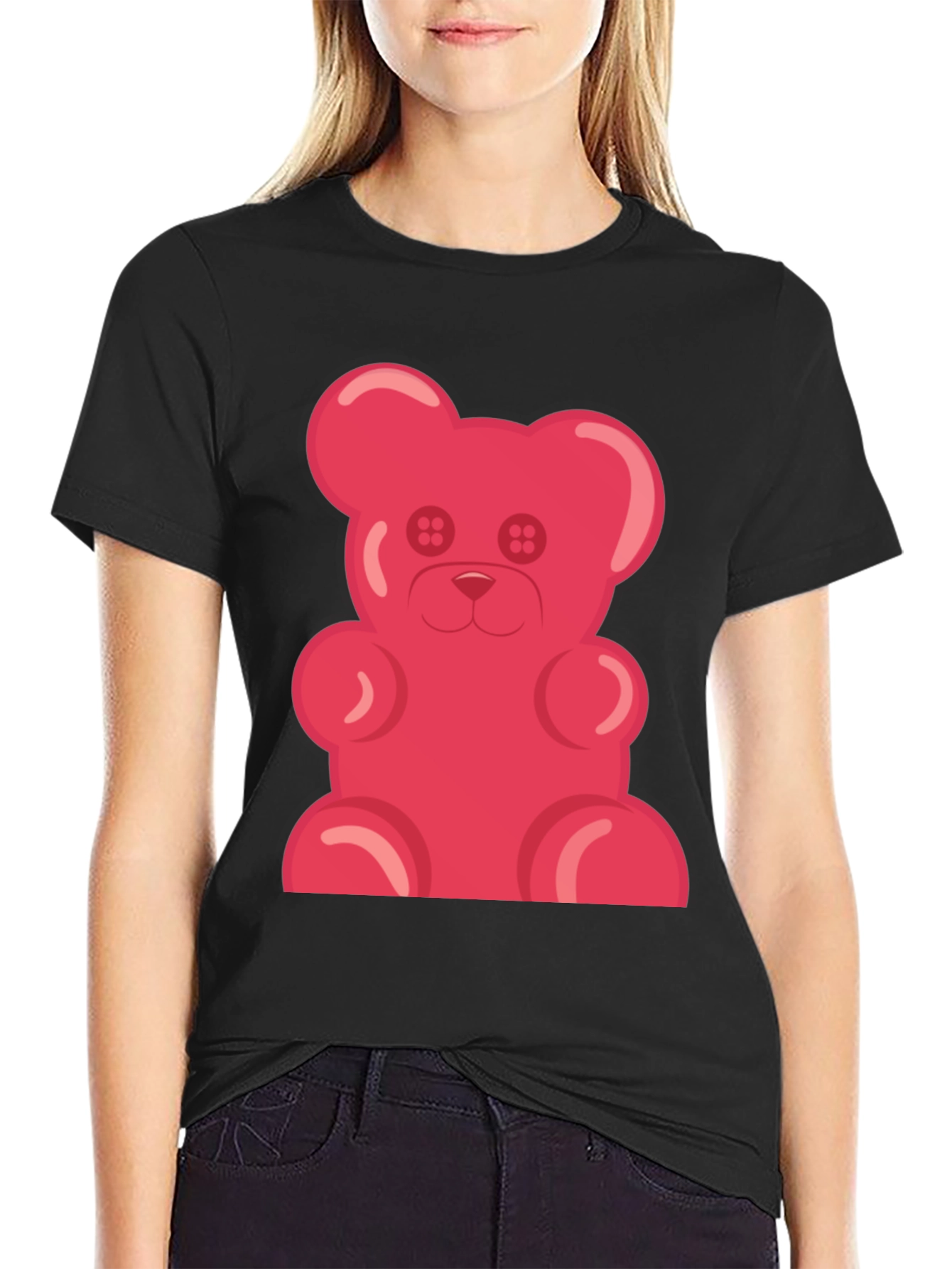 Gummy Bear Graphic Tee - Black Cotton T-Shirt
