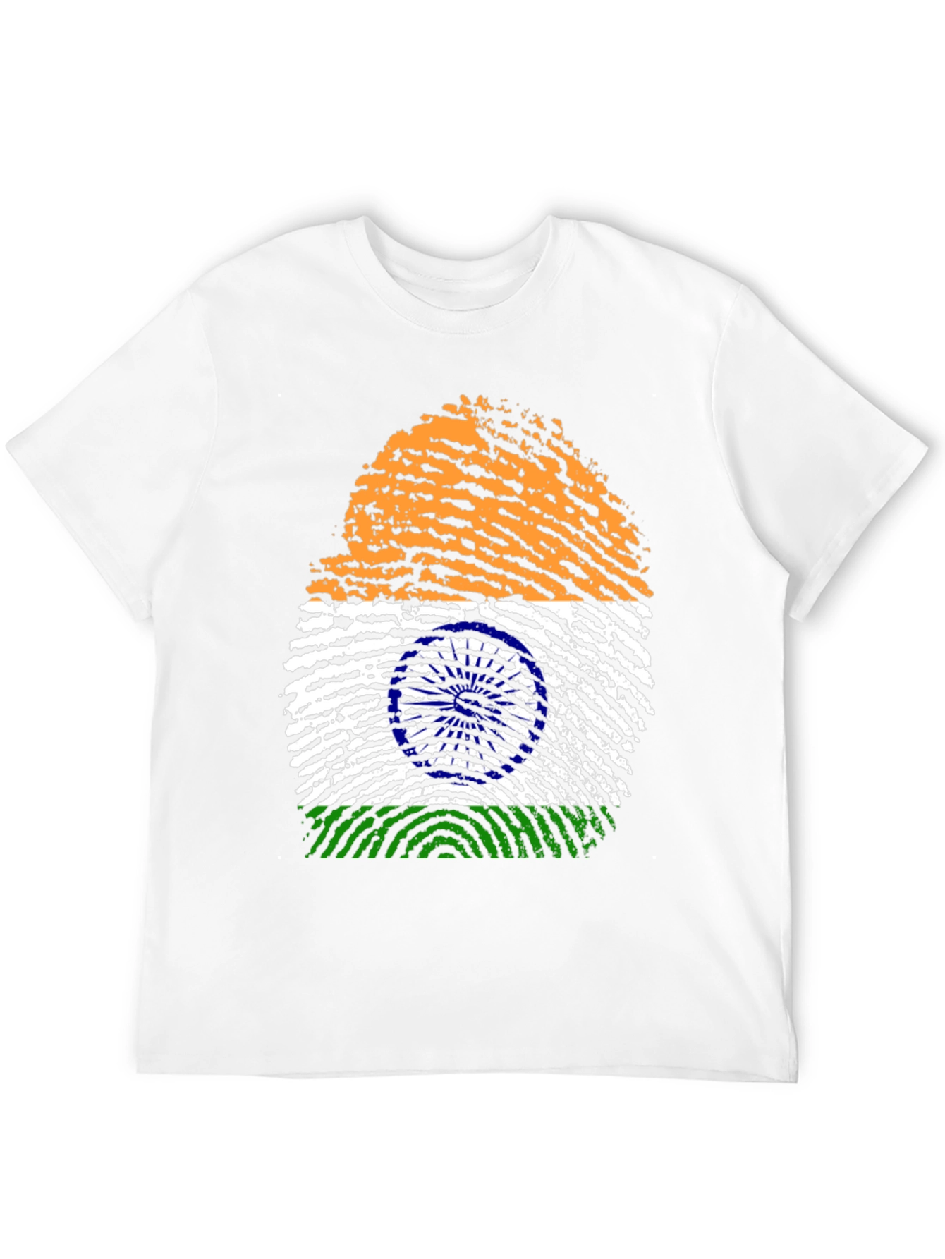 India Flag Fingerprint Graphic Tee - Black Cotton Shirt