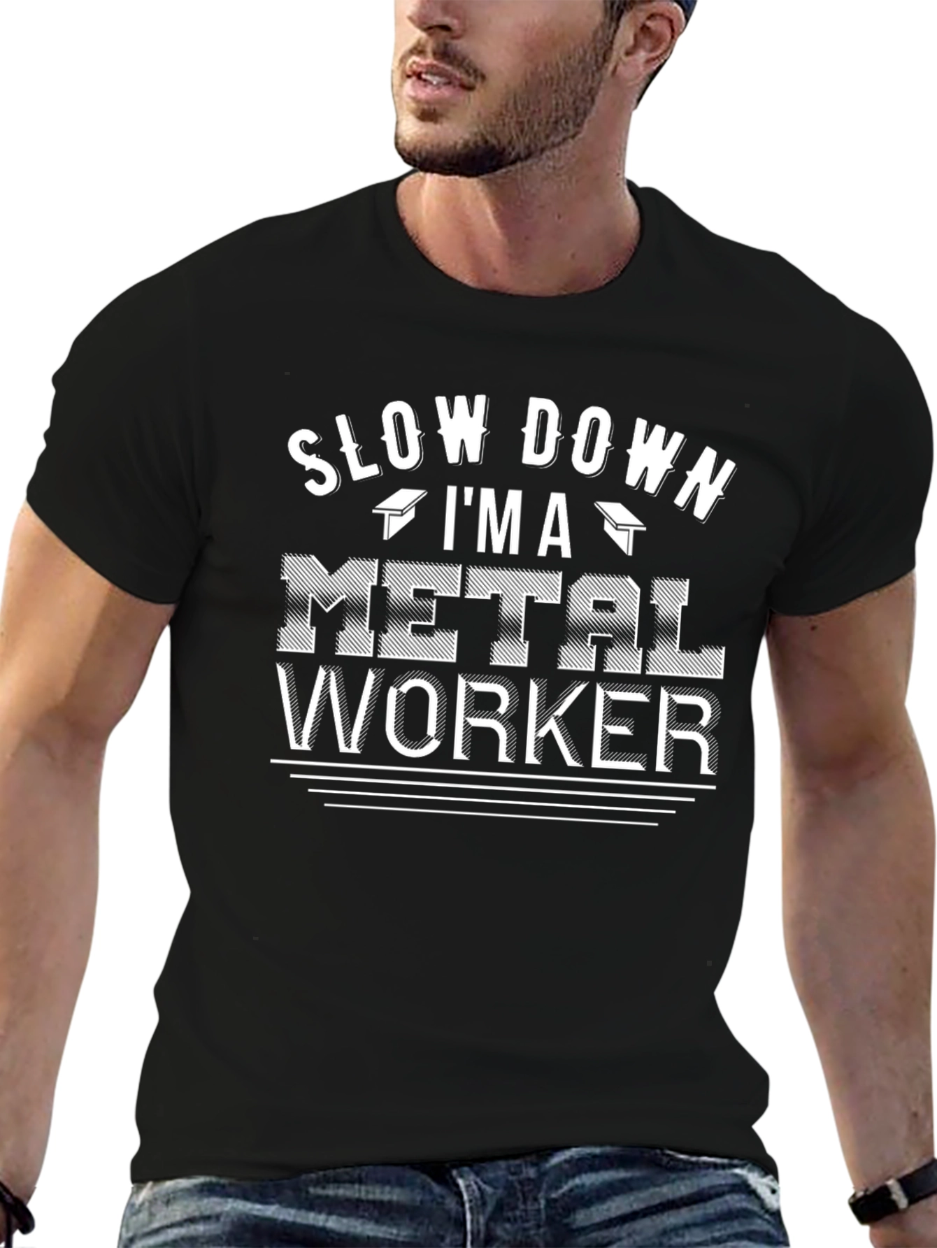 Slow Down Im A Metal Worker Black T-Shirt