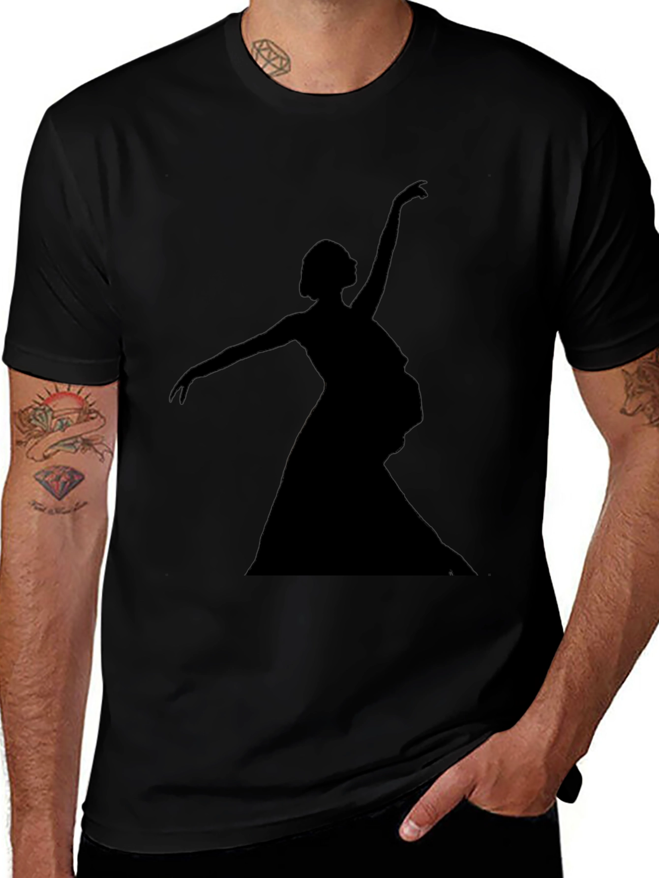 Ballerina Silhouette Graphic Tee - Unisex Black T-Shirt