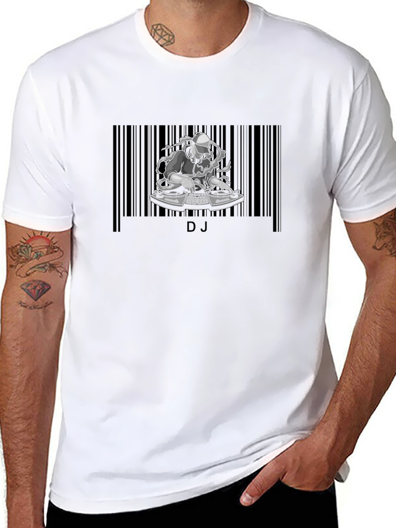 DJ Barcode Graphic Tee - Cool Music Lover T-Shirt