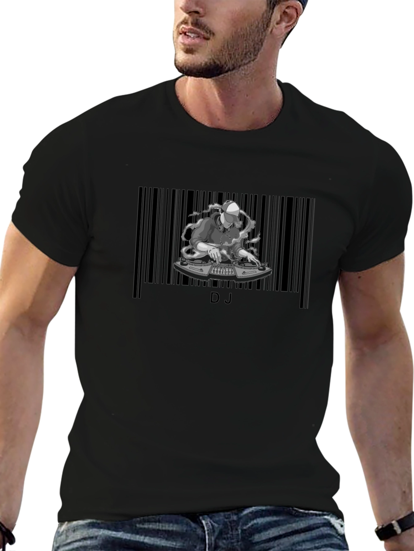 DJ Barcode Graphic Tee - Cool Music Lover T-Shirt