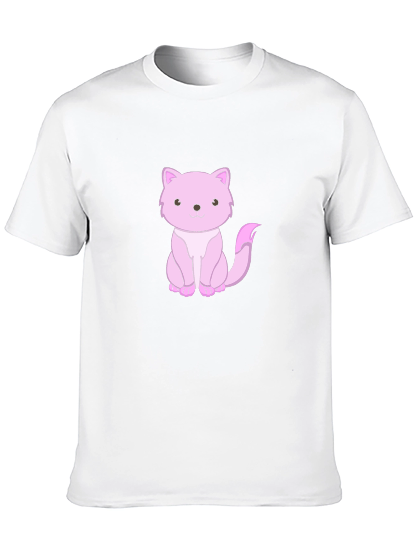 Cute Pink Cat Graphic Tee - Black Cotton Shirt