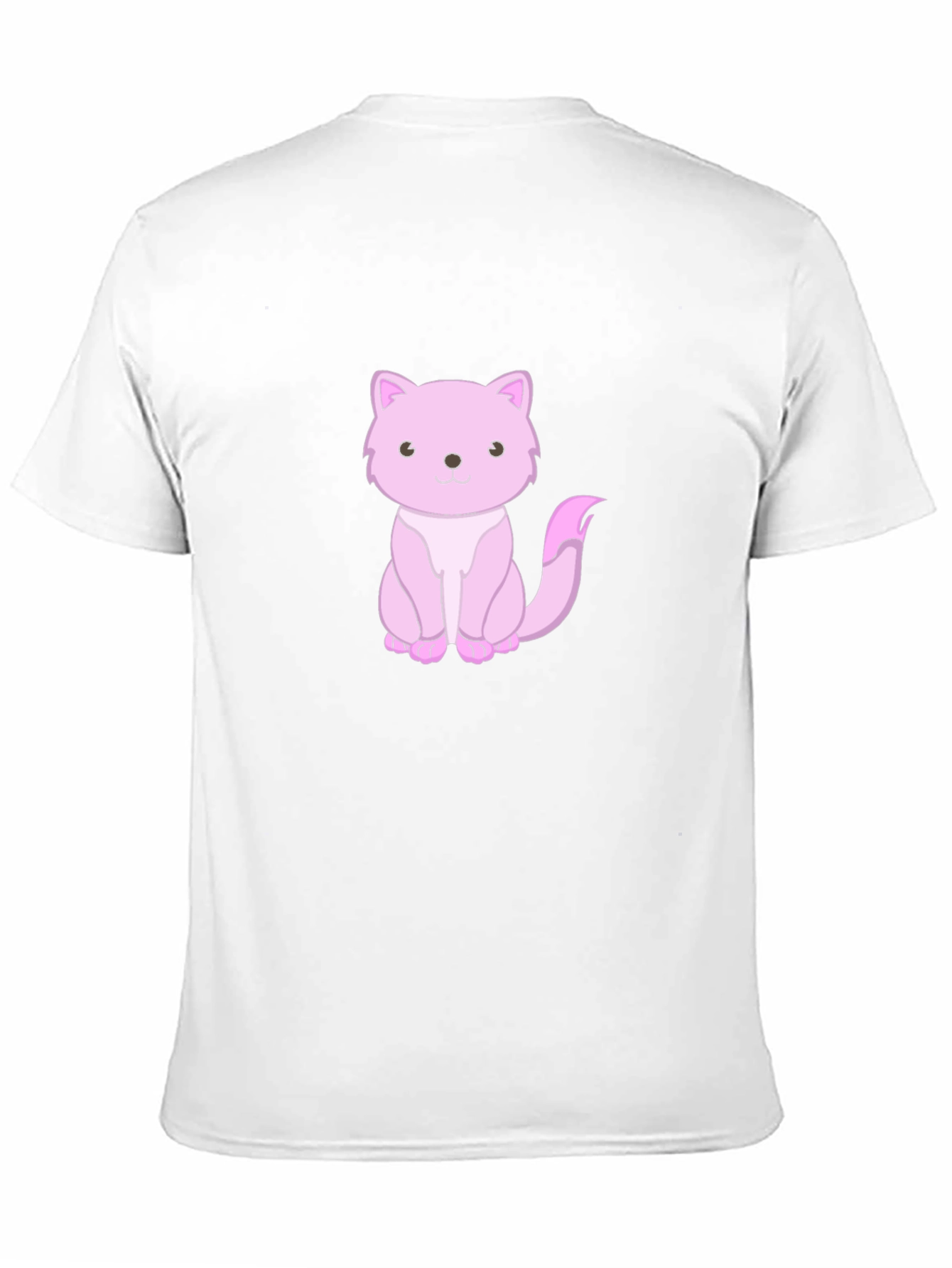 Cute Pink Cat Graphic Tee - Black Cotton Shirt