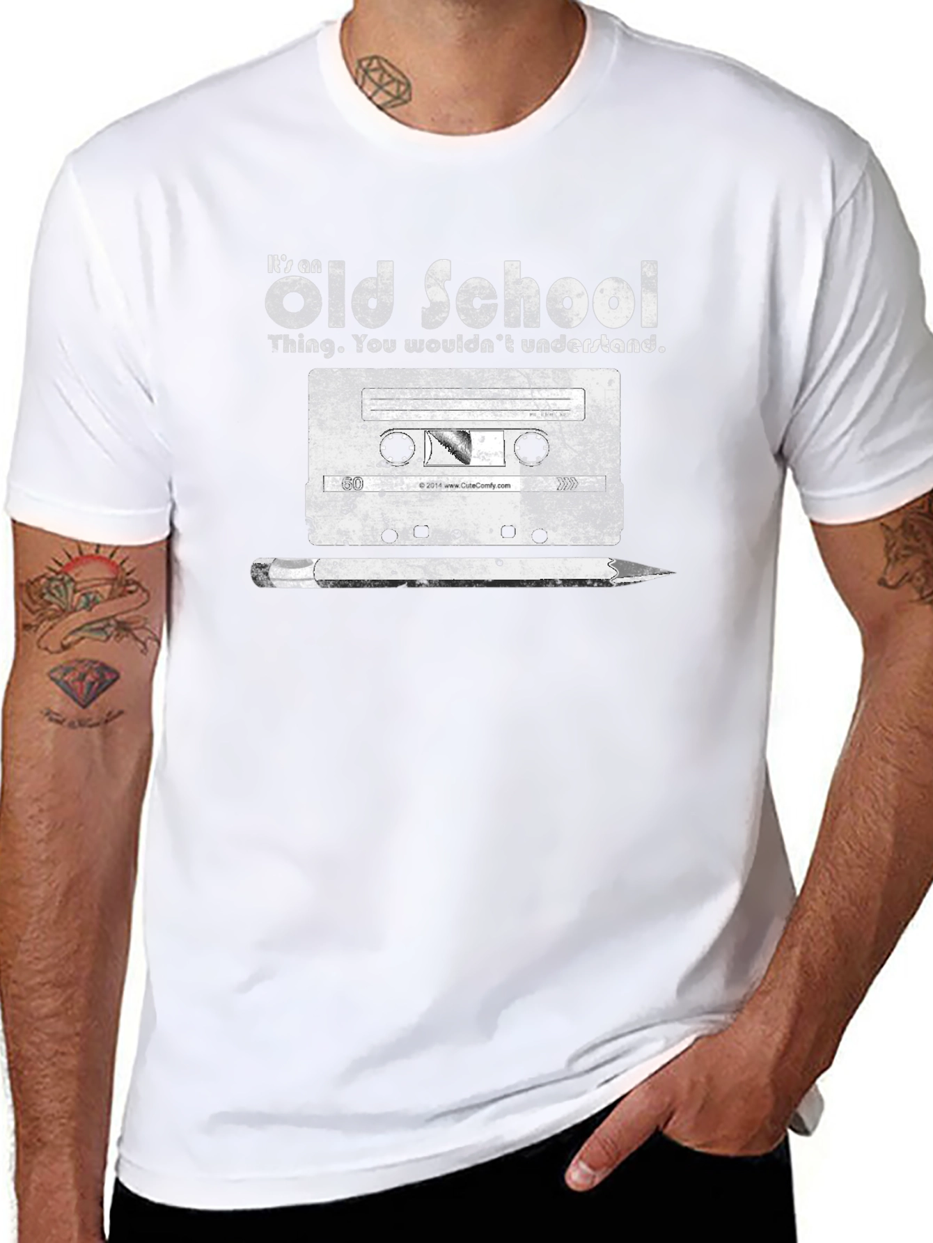 Old School Cassette Tape & Pencil Graphic Tee