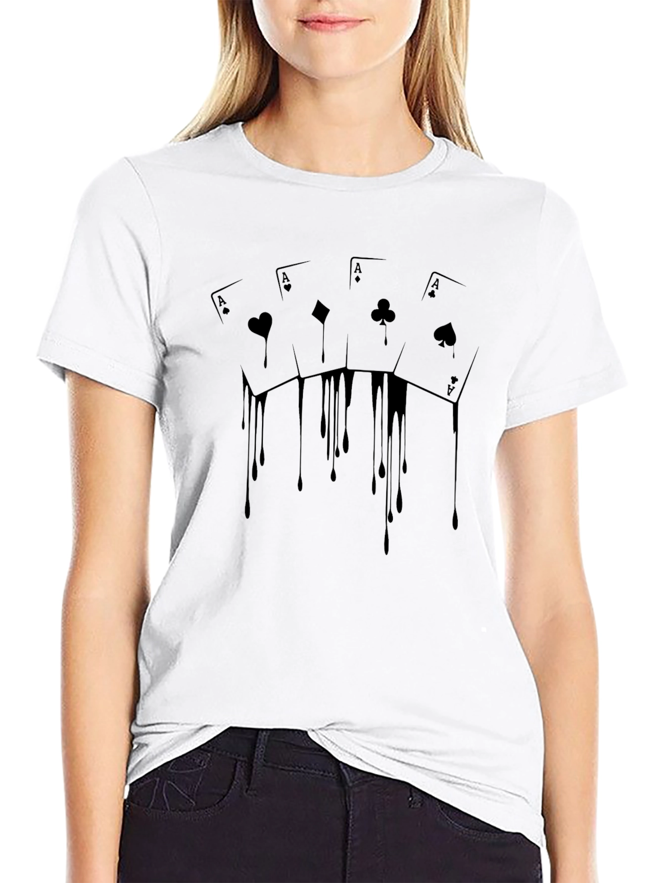 Ace Drip Black T-Shirt - Poker Card Graphic Tee