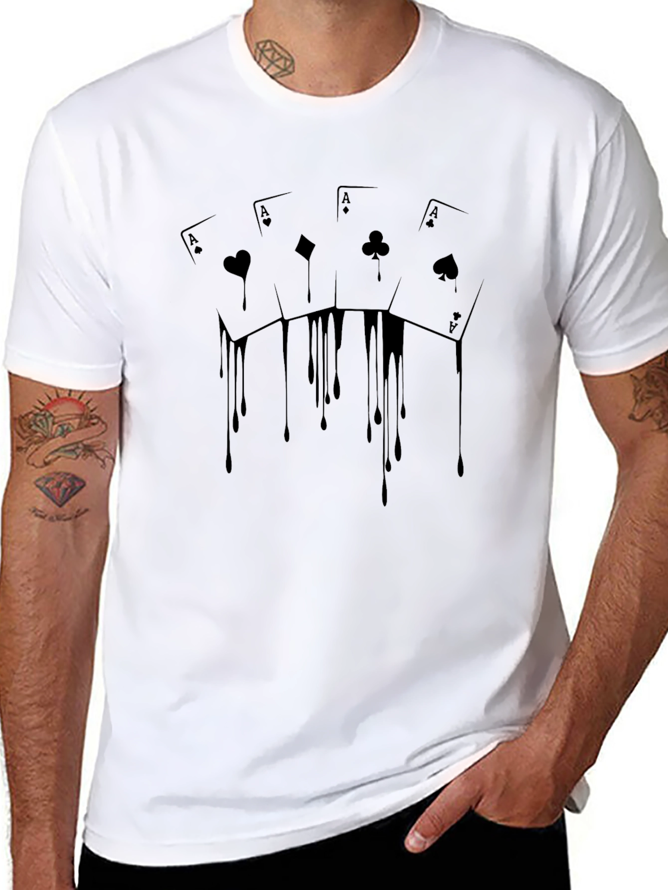Ace Drip Black T-Shirt - Poker Card Graphic Tee