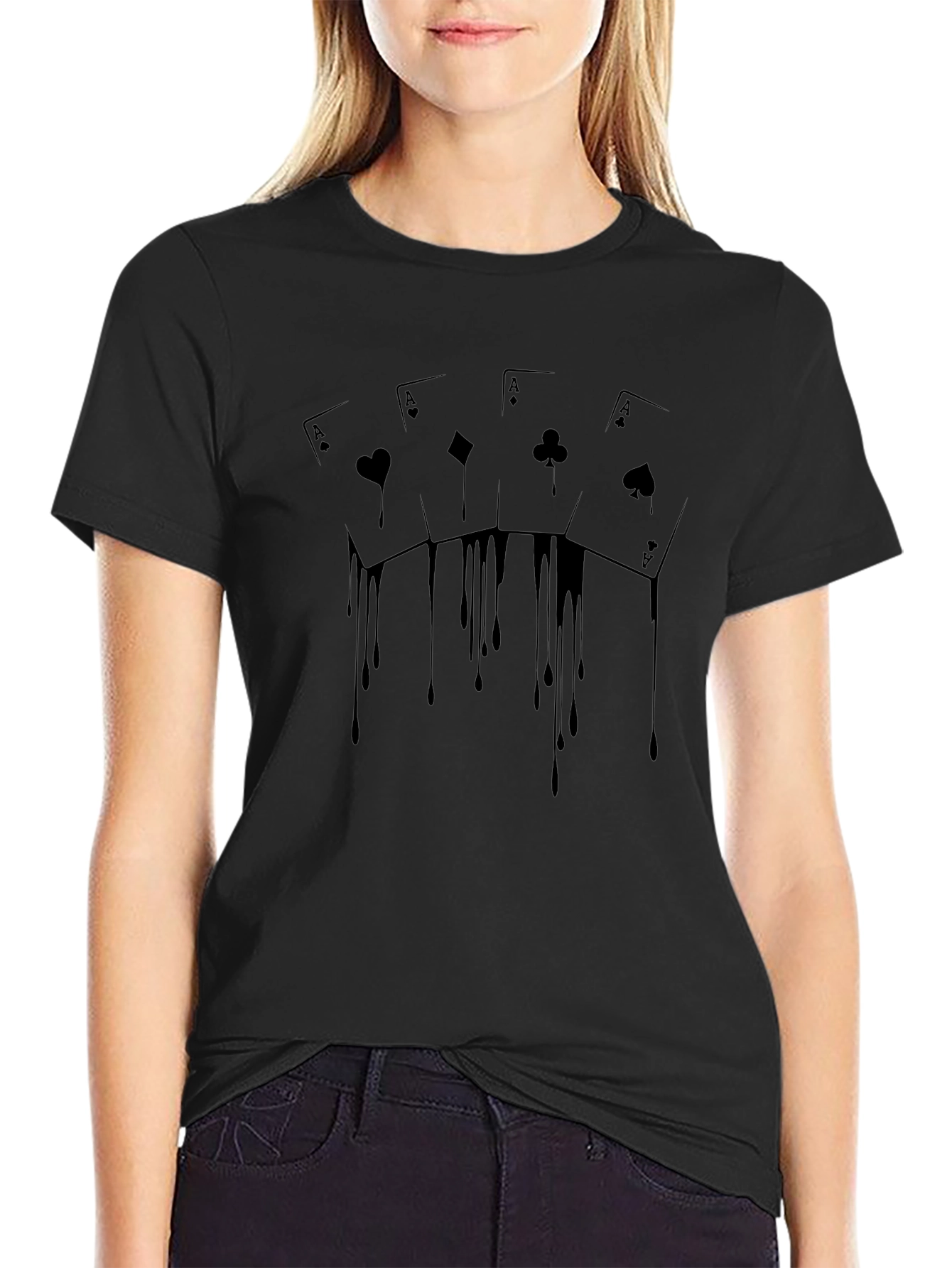 Ace Drip Black T-Shirt - Poker Card Graphic Tee