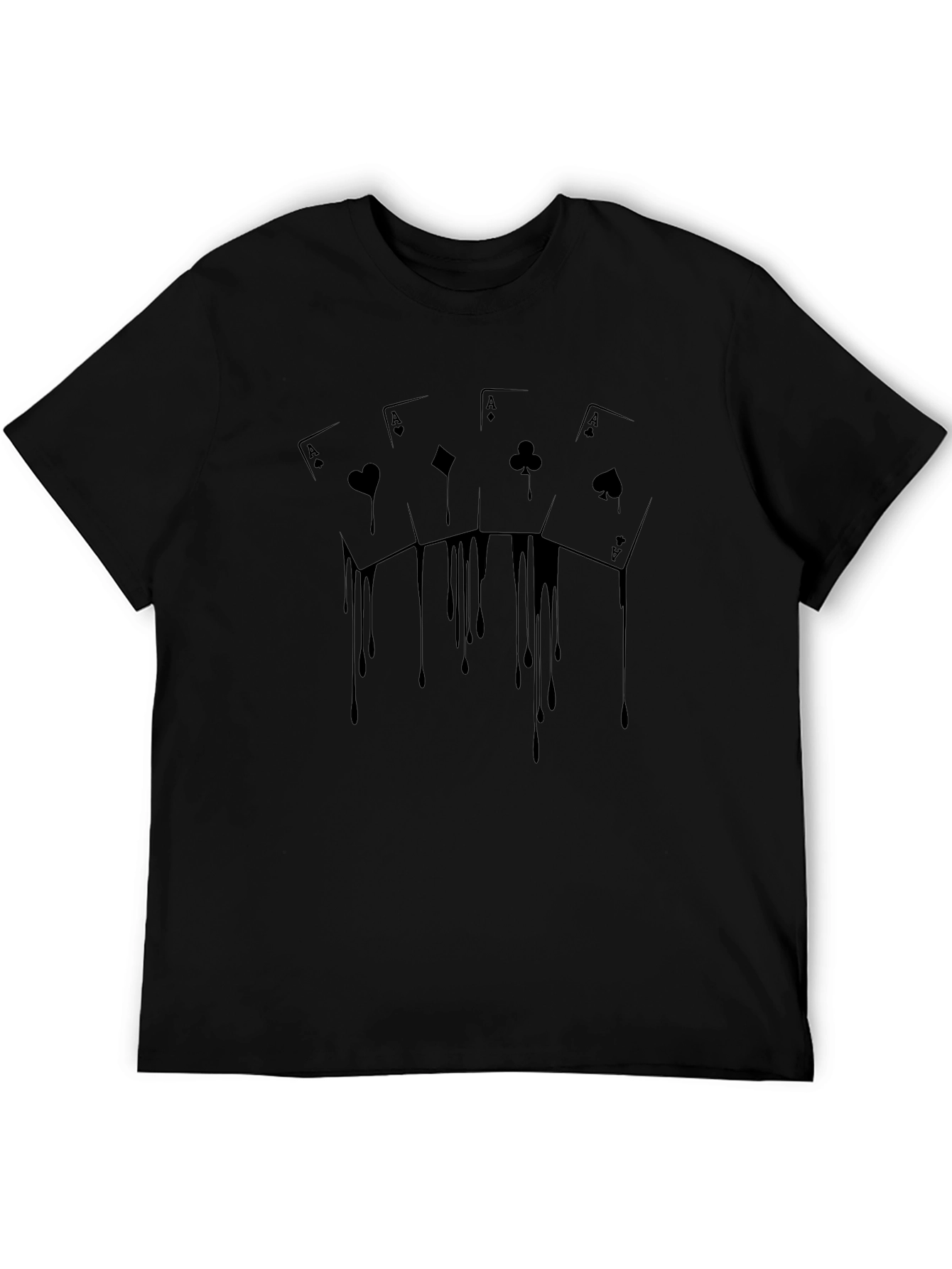 Ace Drip Black T-Shirt - Poker Card Graphic Tee