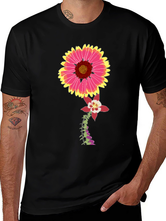 Floral Graphic Tee - Black Cotton Blend