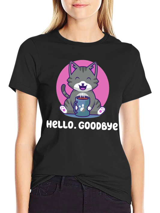Cat and Coffee T-Shirt - Hello. Goodbye.