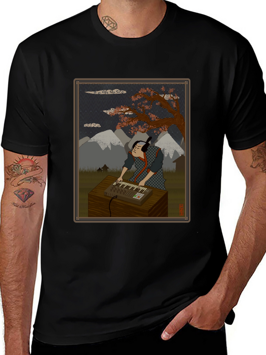 Ukiyo-e Style DJ T-Shirt - Mountain Beatmaker Tee