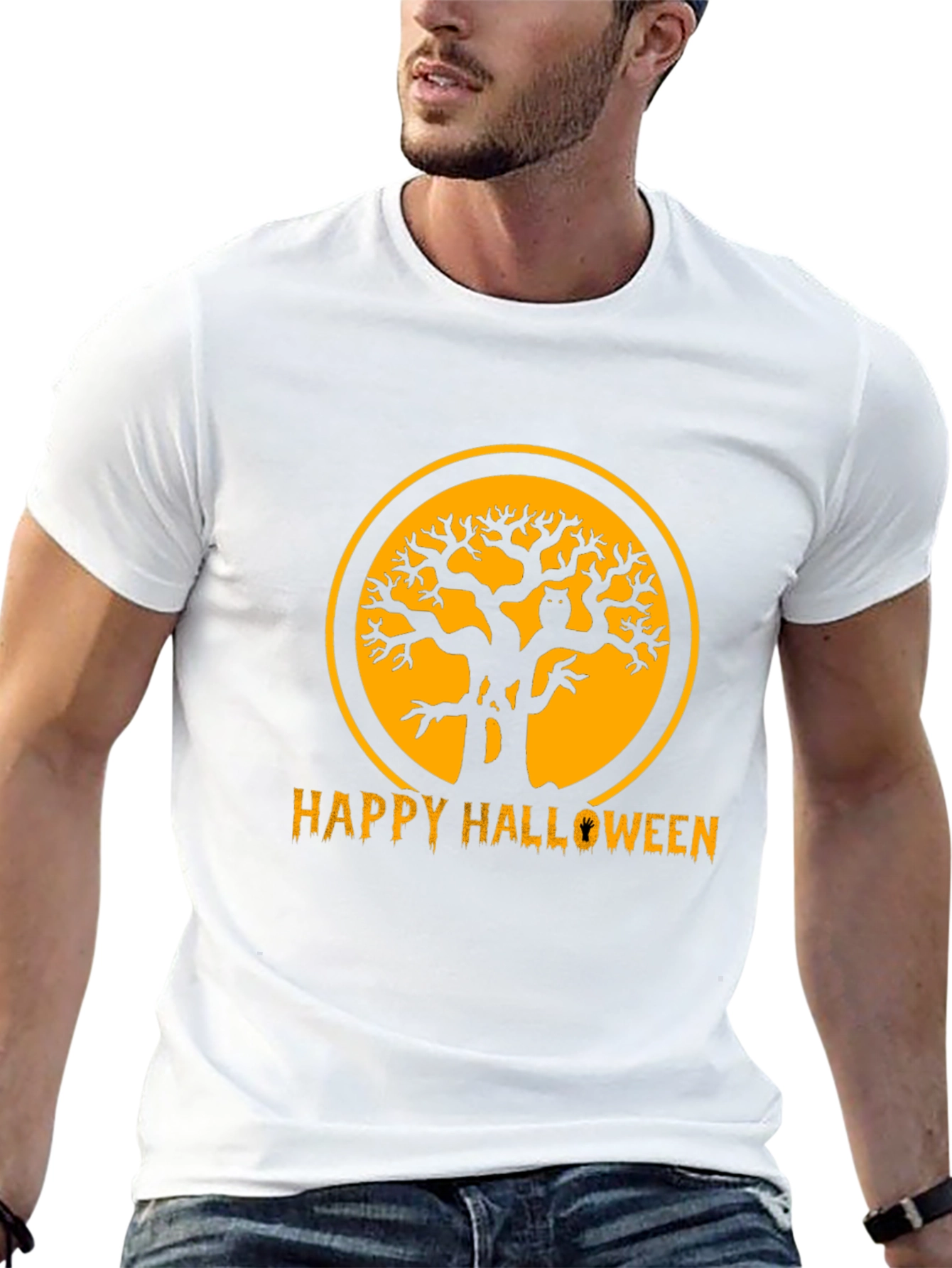 Halloween Tree Owl T-Shirt Black