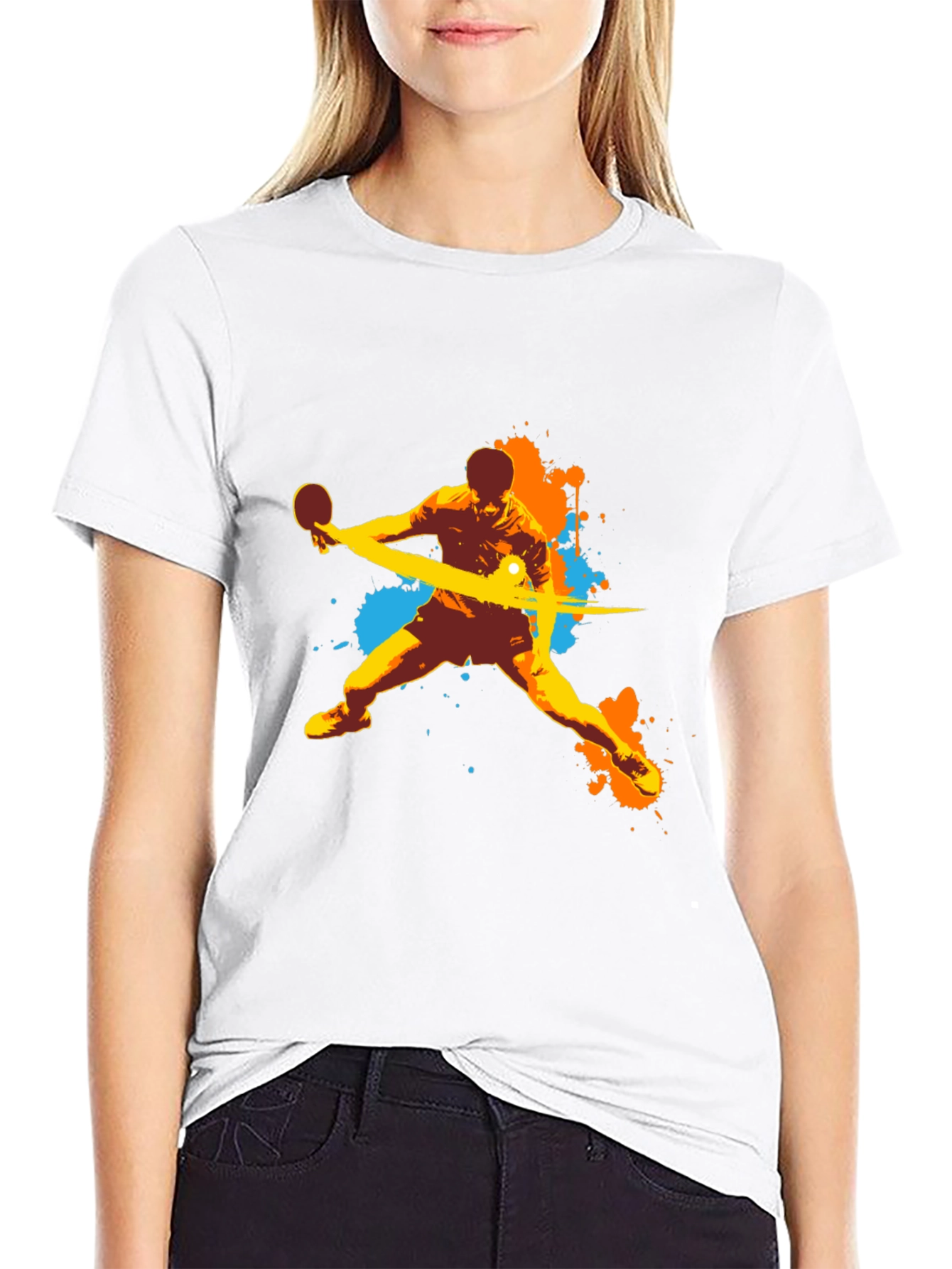 Cool Table Tennis Graphic Black T-Shirt