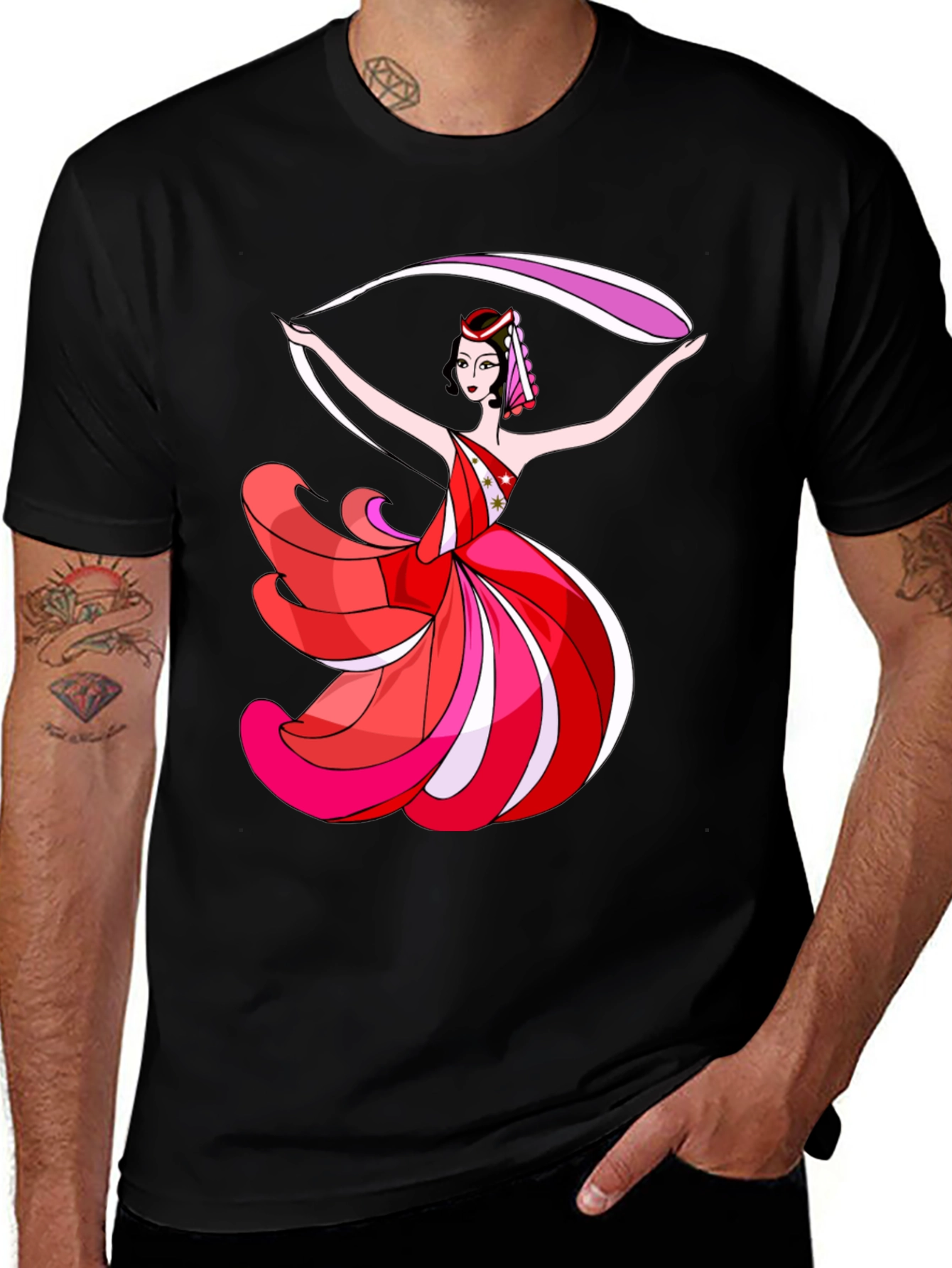 Dancing Woman Graphic Black T-Shirt
