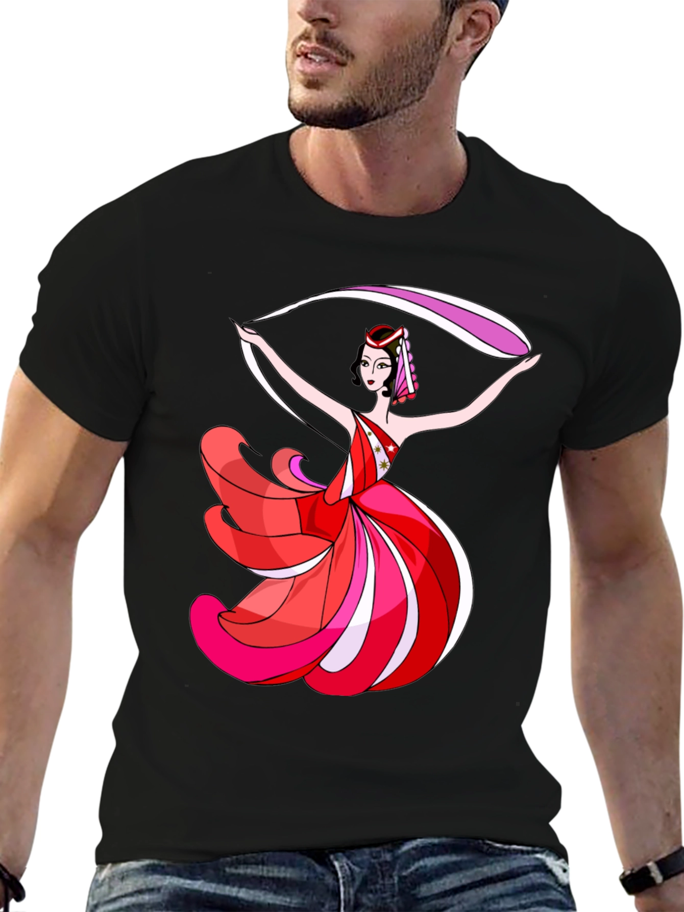 Dancing Woman Graphic Black T-Shirt