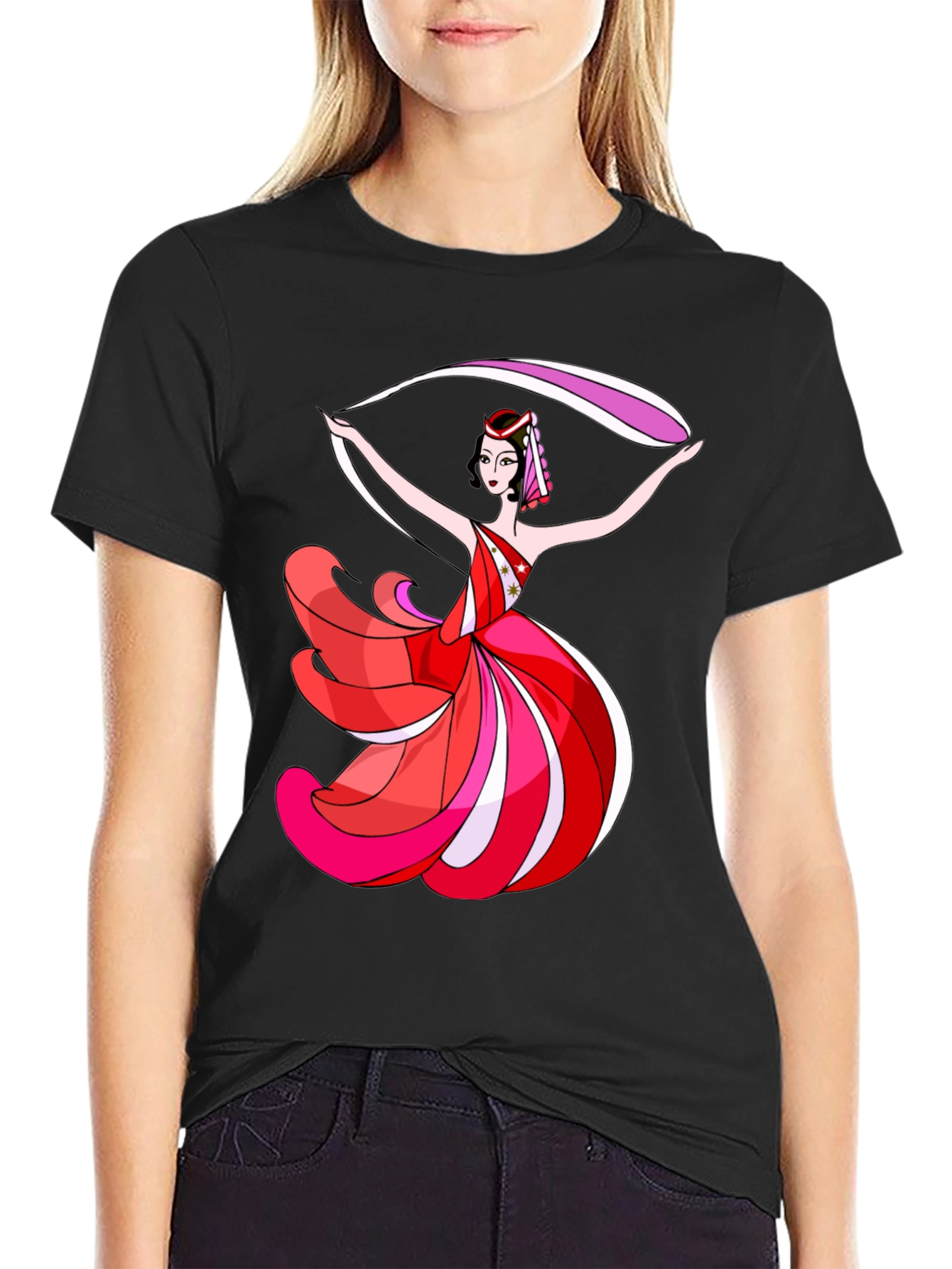 Dancing Woman Graphic Black T-Shirt