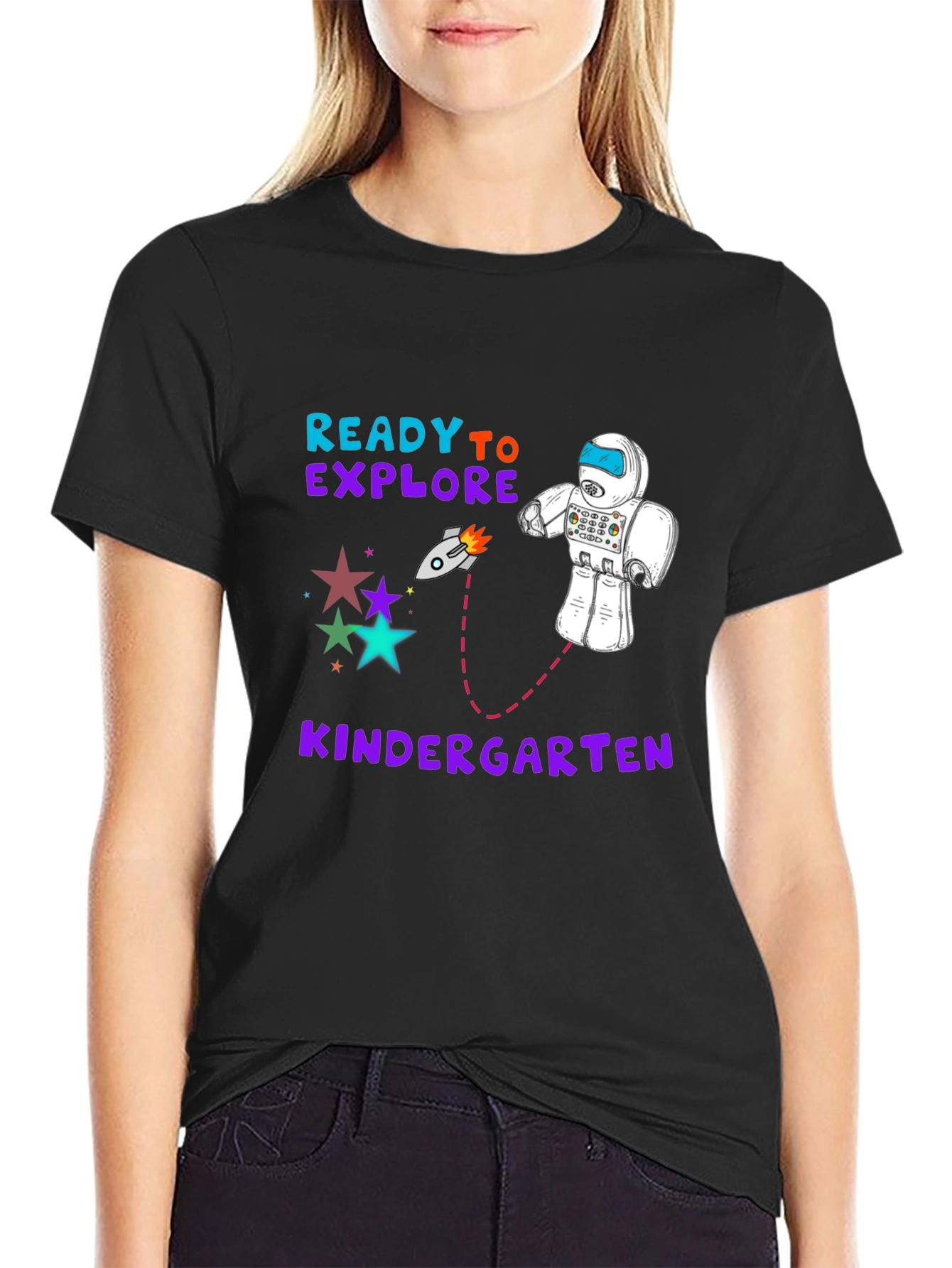 Ready to Explore Kindergarten T-Shirt Robot Stars