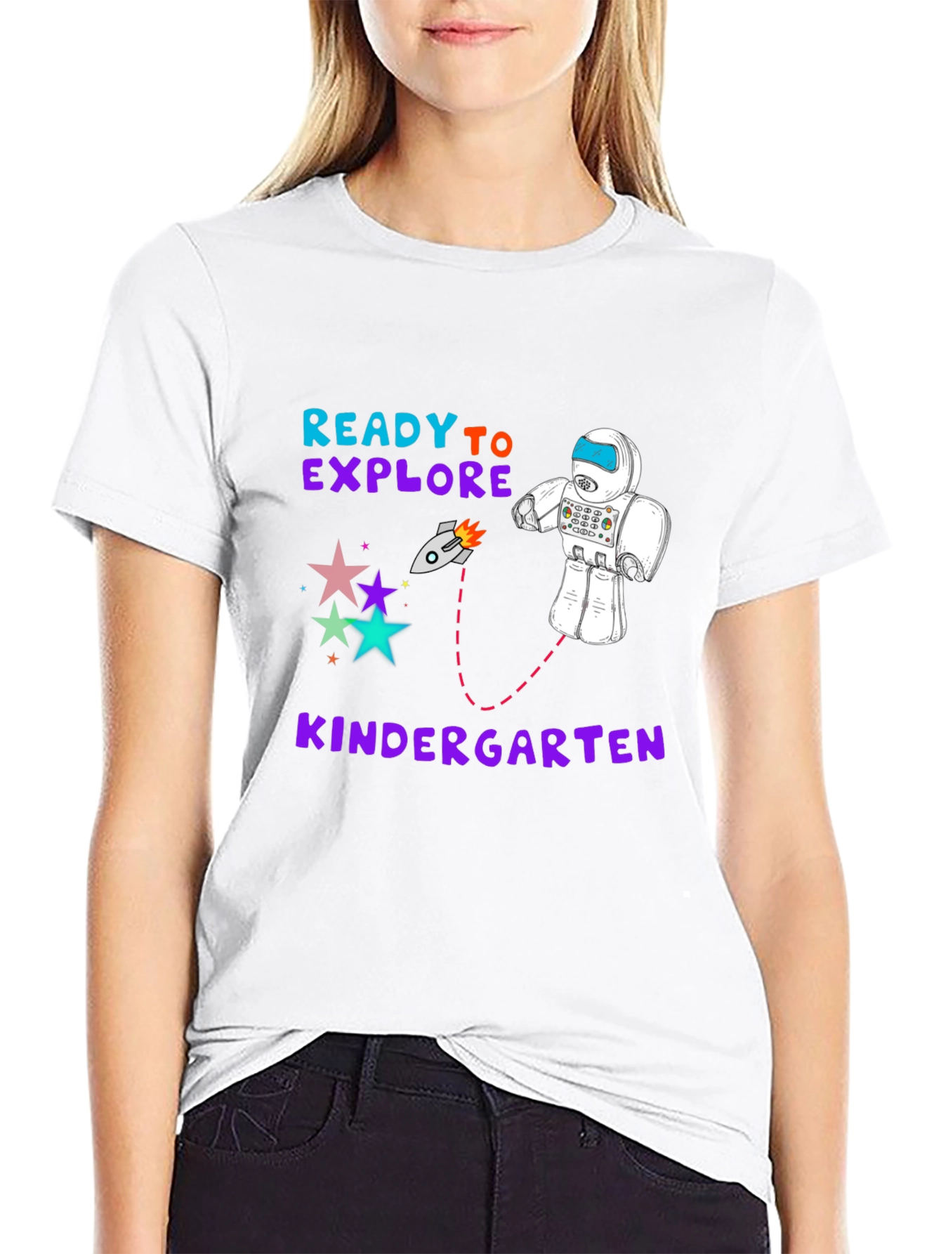 Ready to Explore Kindergarten T-Shirt Robot Stars