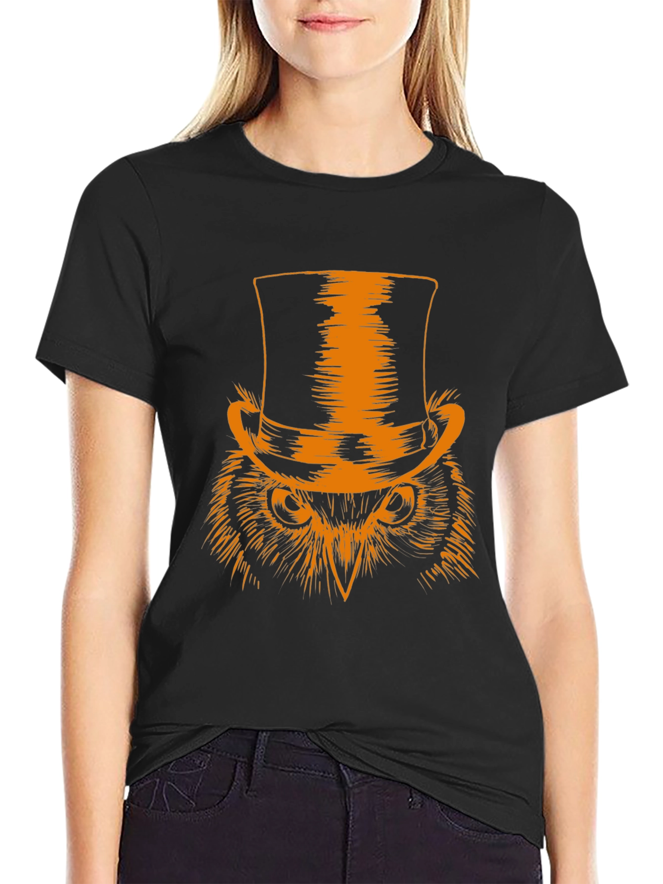 Owl Top Hat Graphic Tee - Mens Black T-Shirt