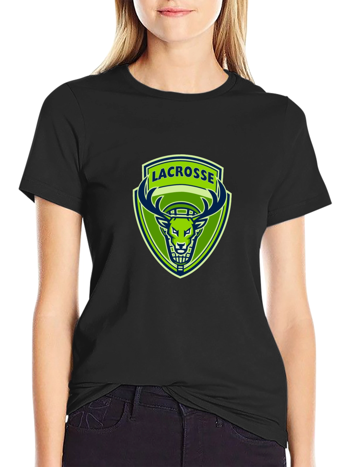 Lacrosse Deer Logo Black T-Shirt