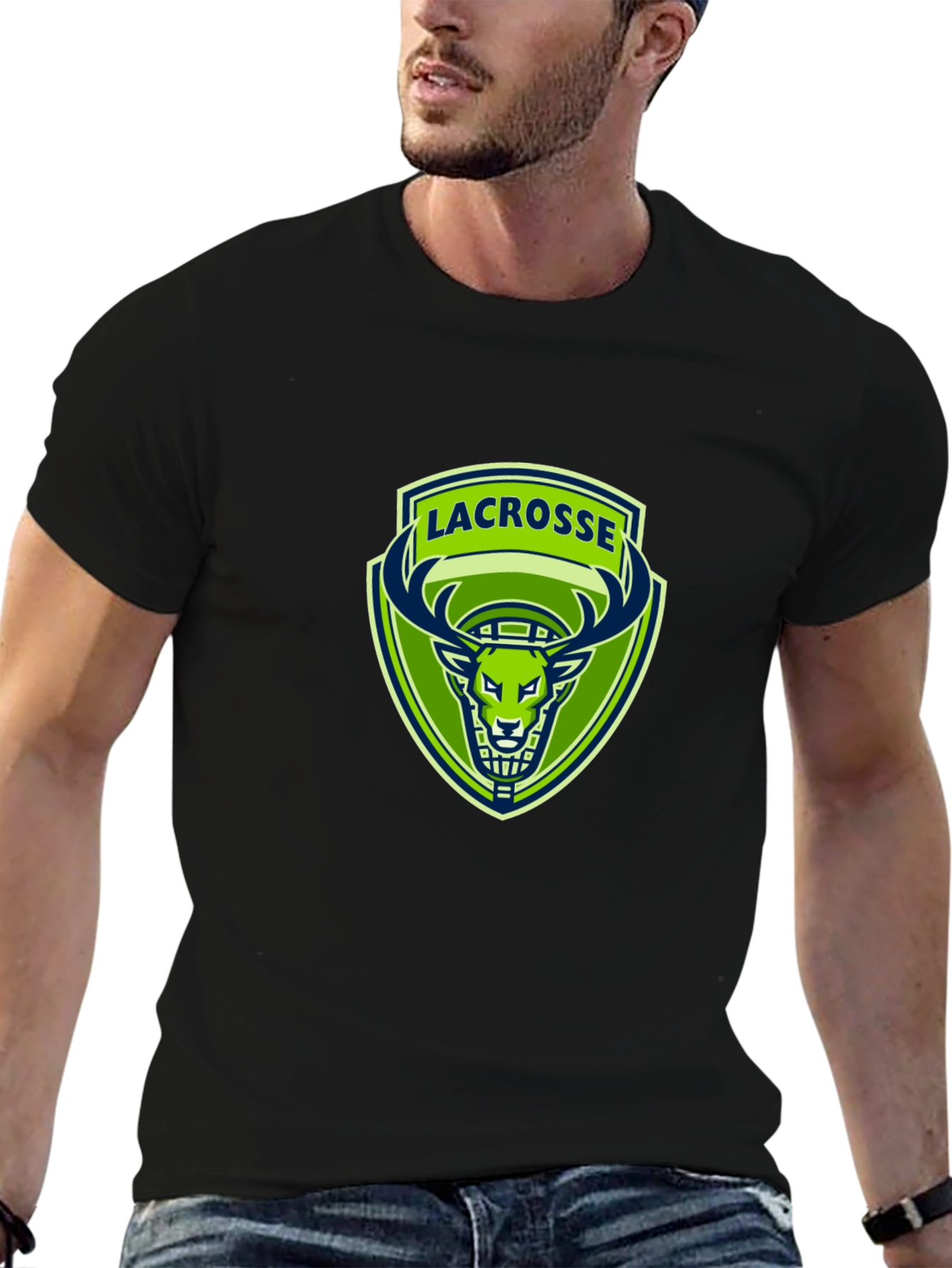 Lacrosse Deer Logo Black T-Shirt
