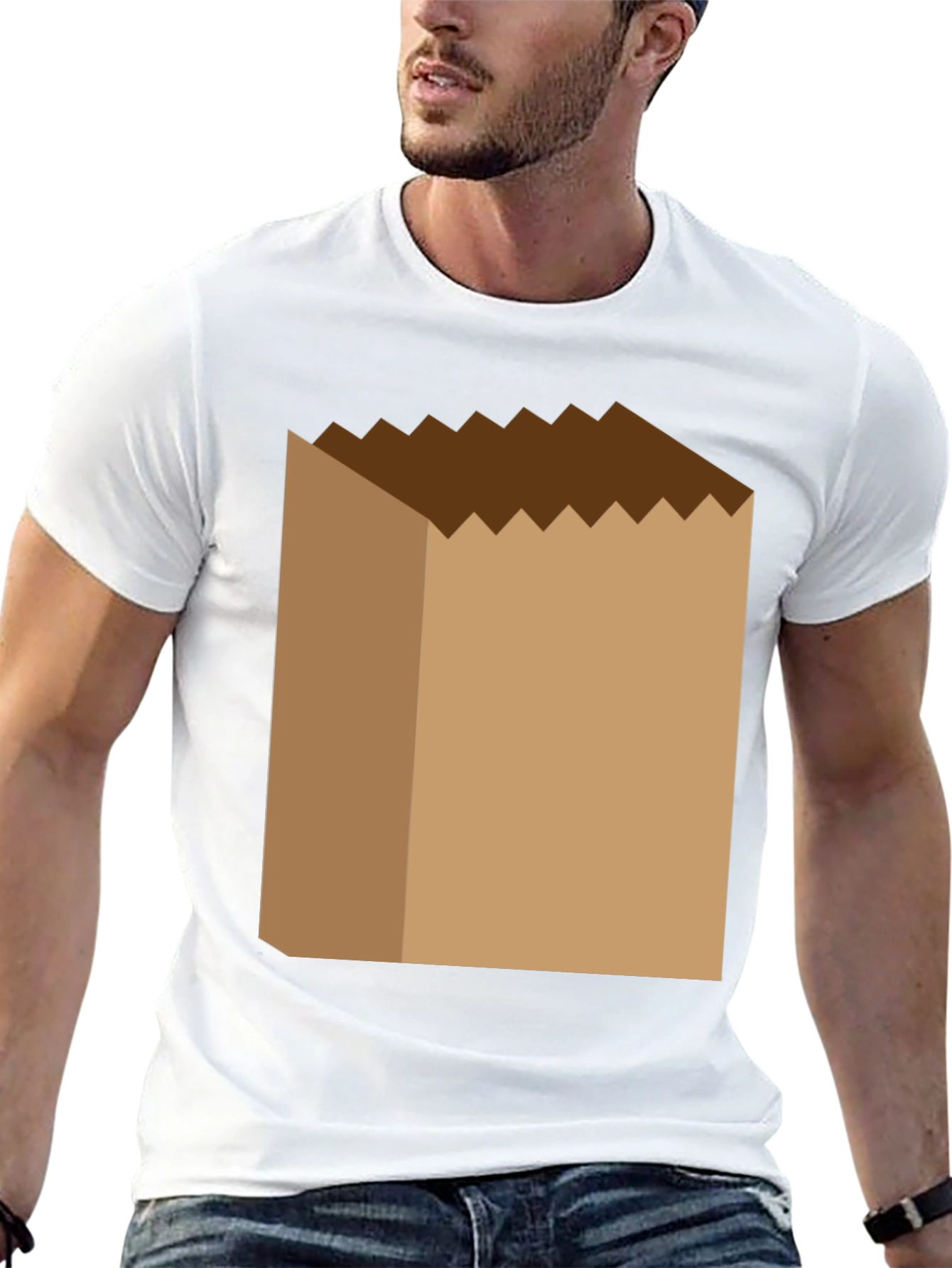Novelty Paper Bag Graphic T-Shirt - Black
