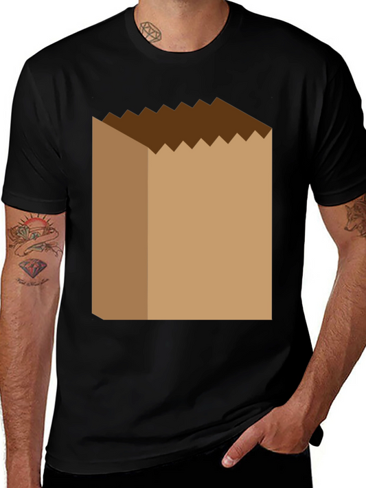 Novelty Paper Bag Graphic T-Shirt - Black