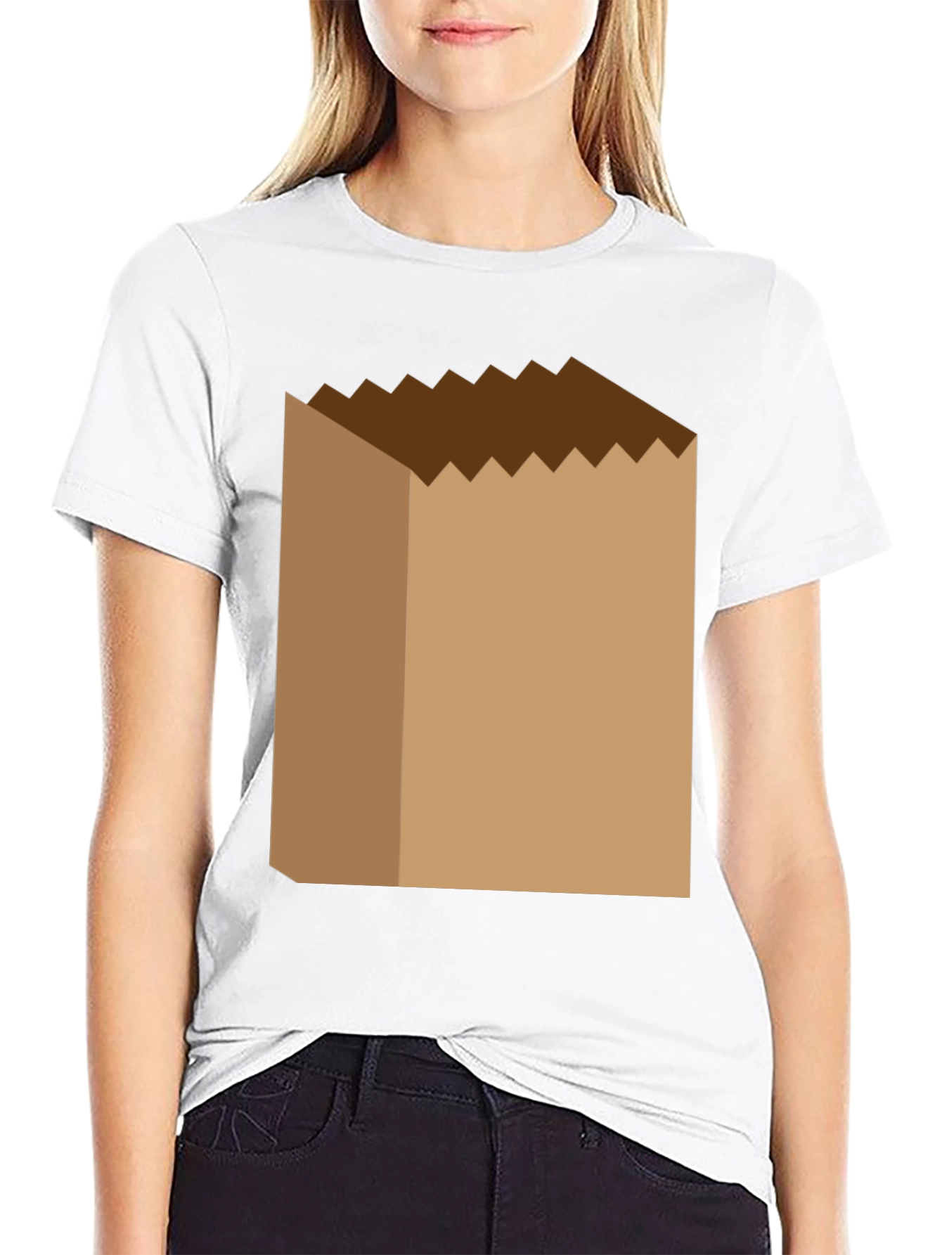 Novelty Paper Bag Graphic T-Shirt - Black