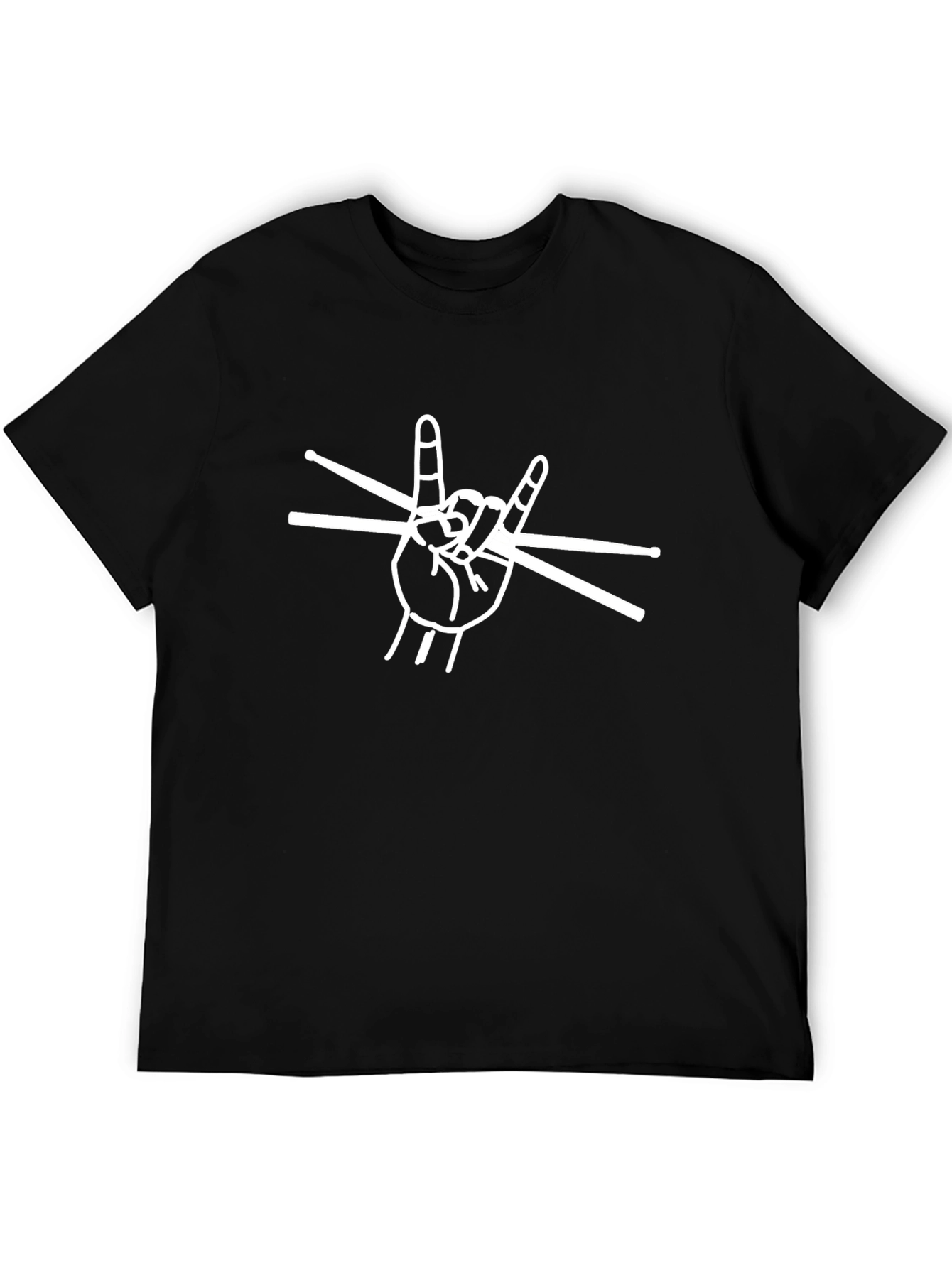 Rock On Drummer T-Shirt - Black Cotton Tee