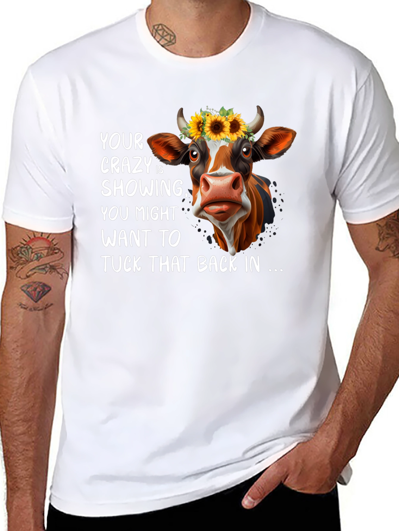 Crazy Cow Graphic Tee - Funny Animal T-Shirt