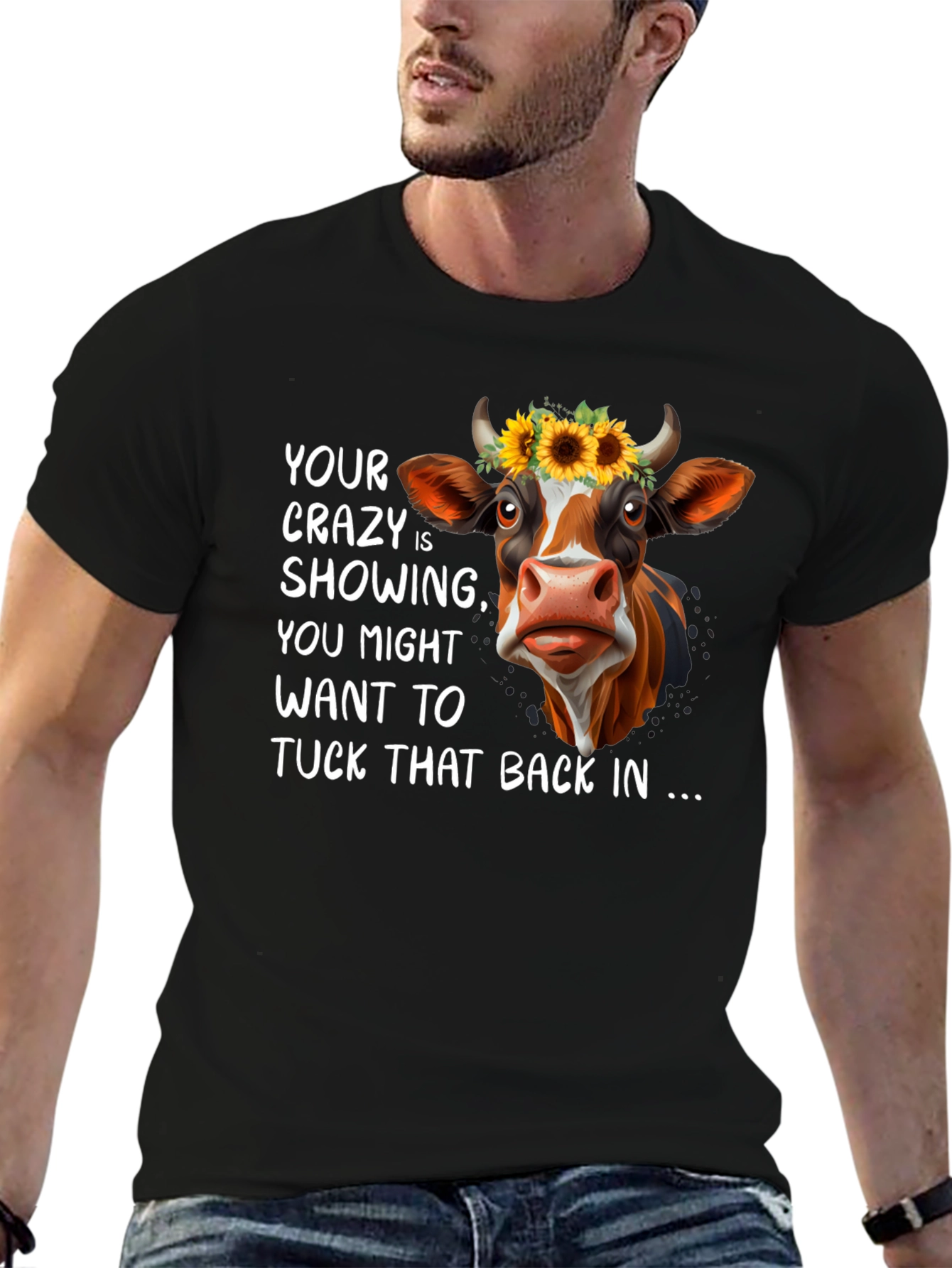 Crazy Cow Graphic Tee - Funny Animal T-Shirt