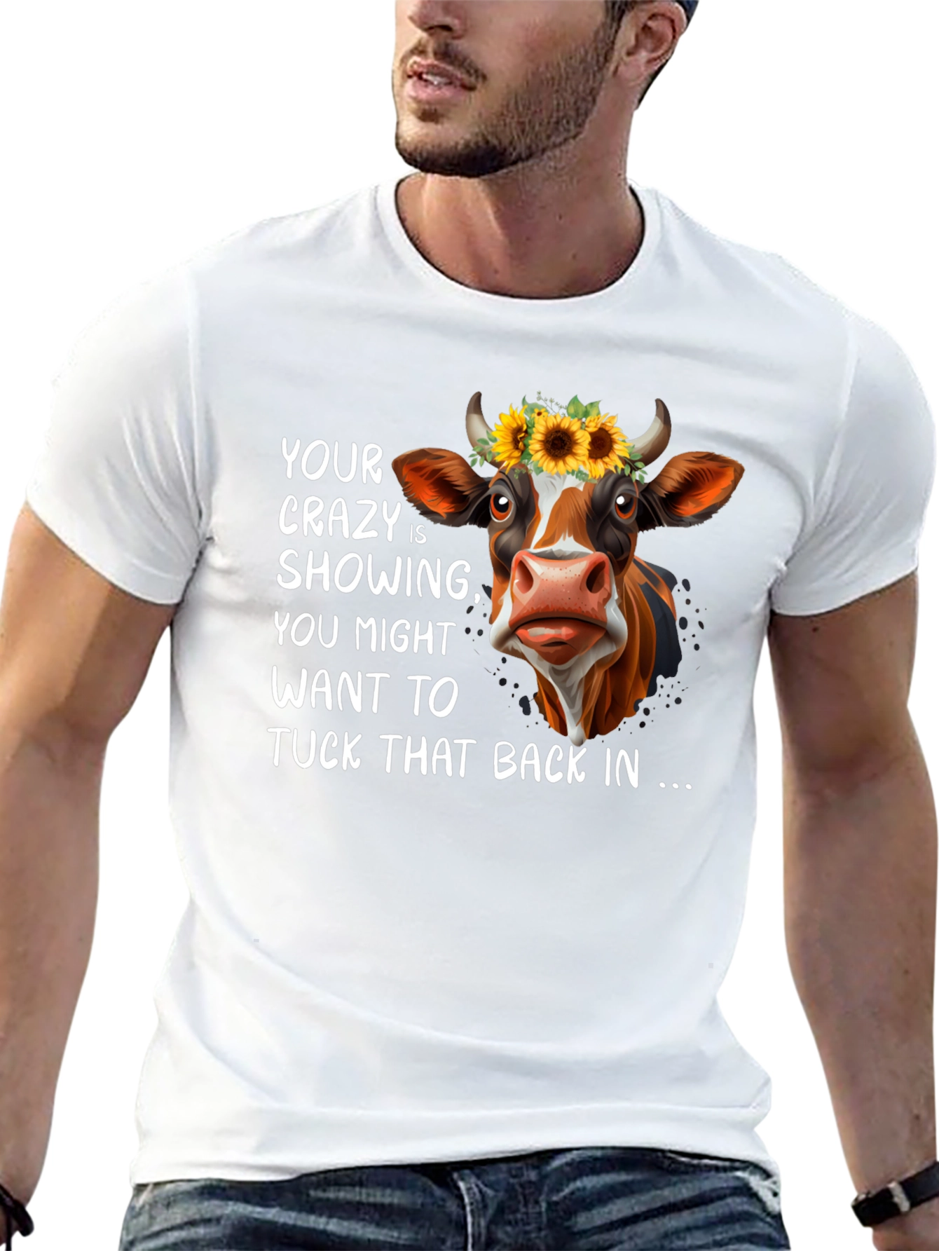 Crazy Cow Graphic Tee - Funny Animal T-Shirt