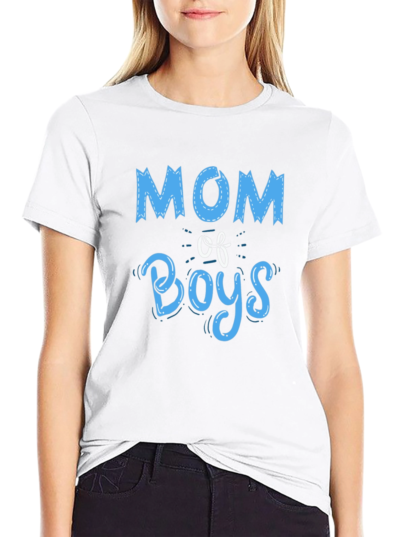 Mom of Boys Graphic Tee - Black Crewneck