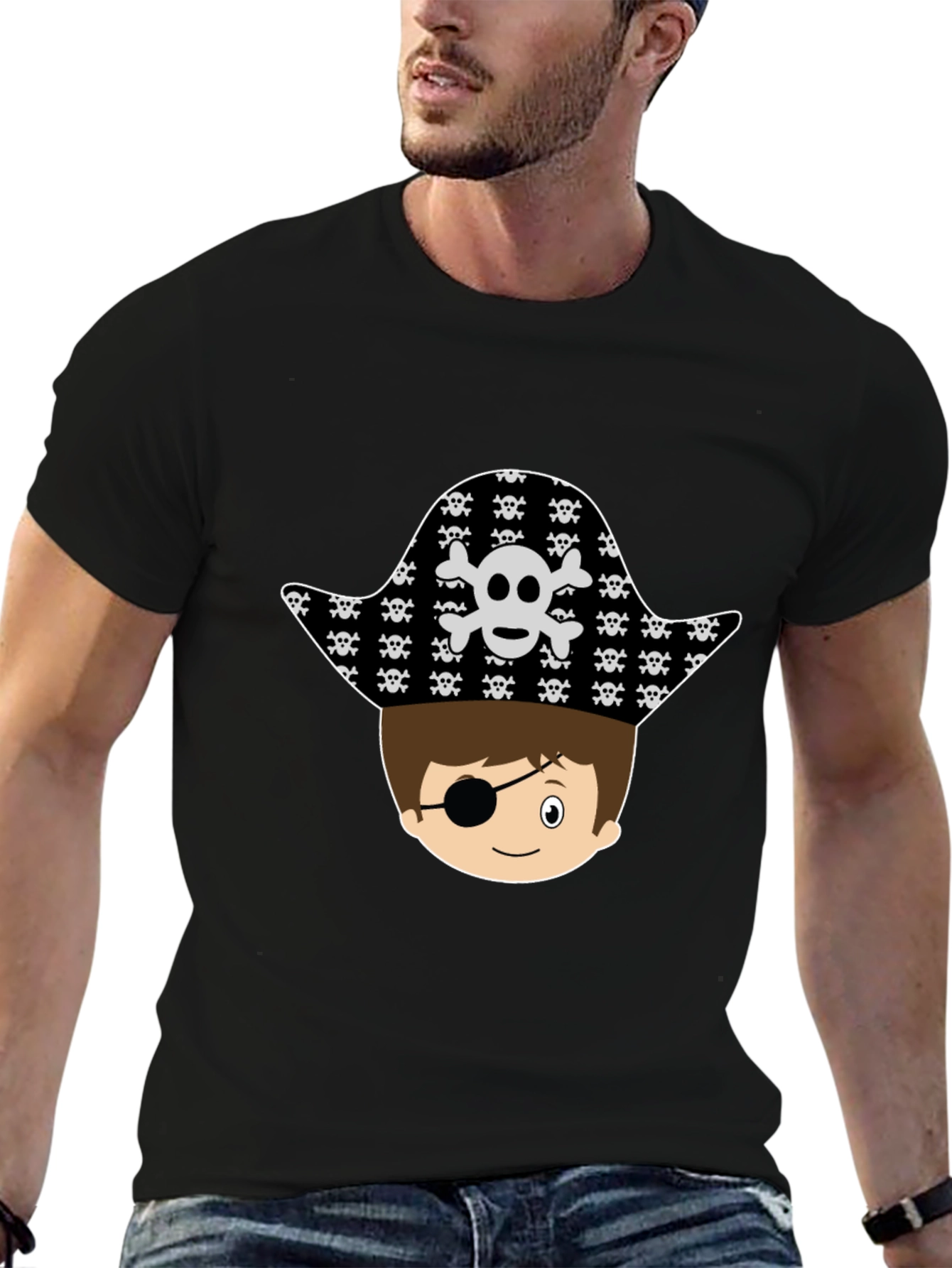 Pirate Boy Graphic T-Shirt - Black Cotton Tee