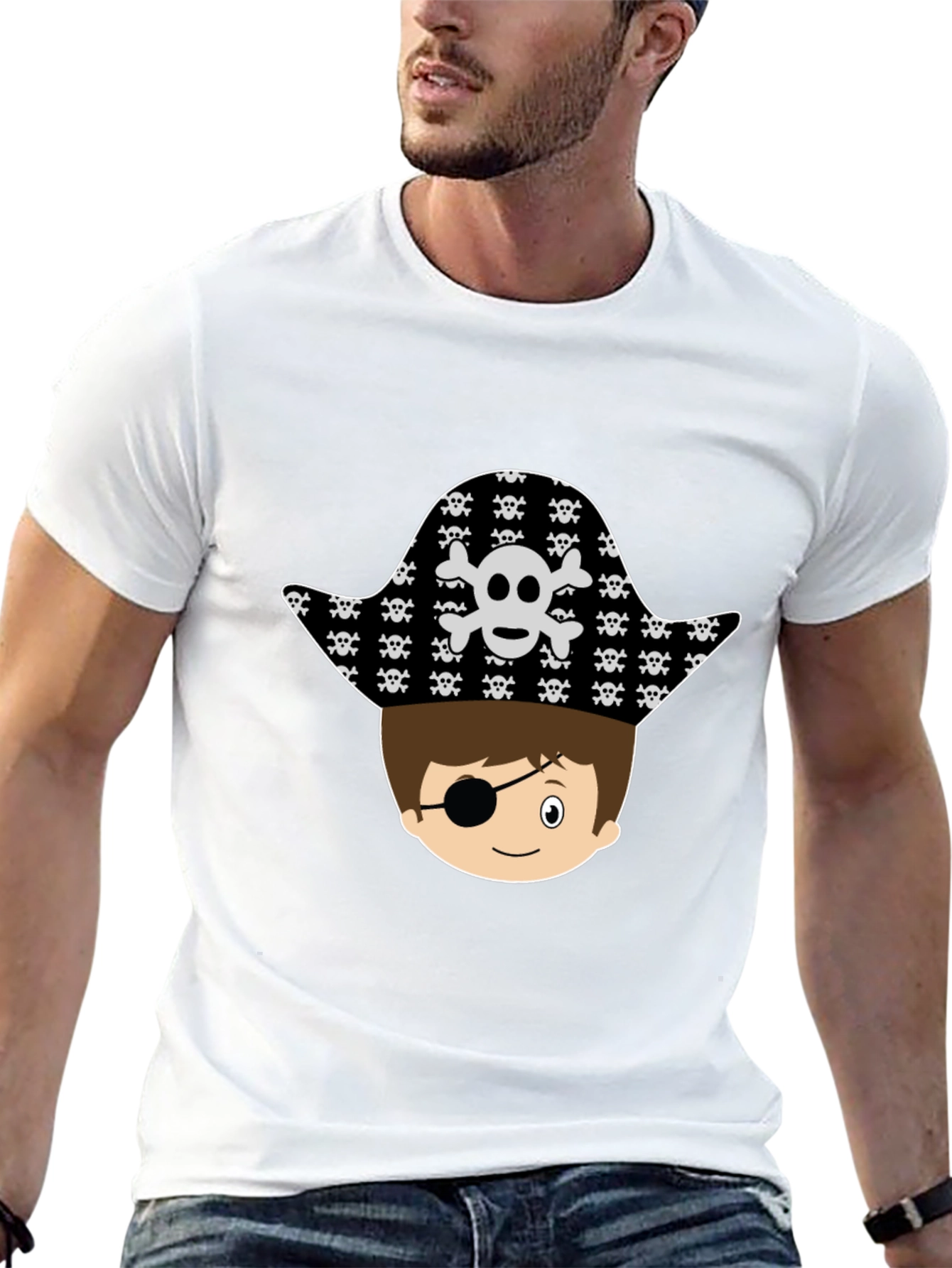 Pirate Boy Graphic T-Shirt - Black Cotton Tee