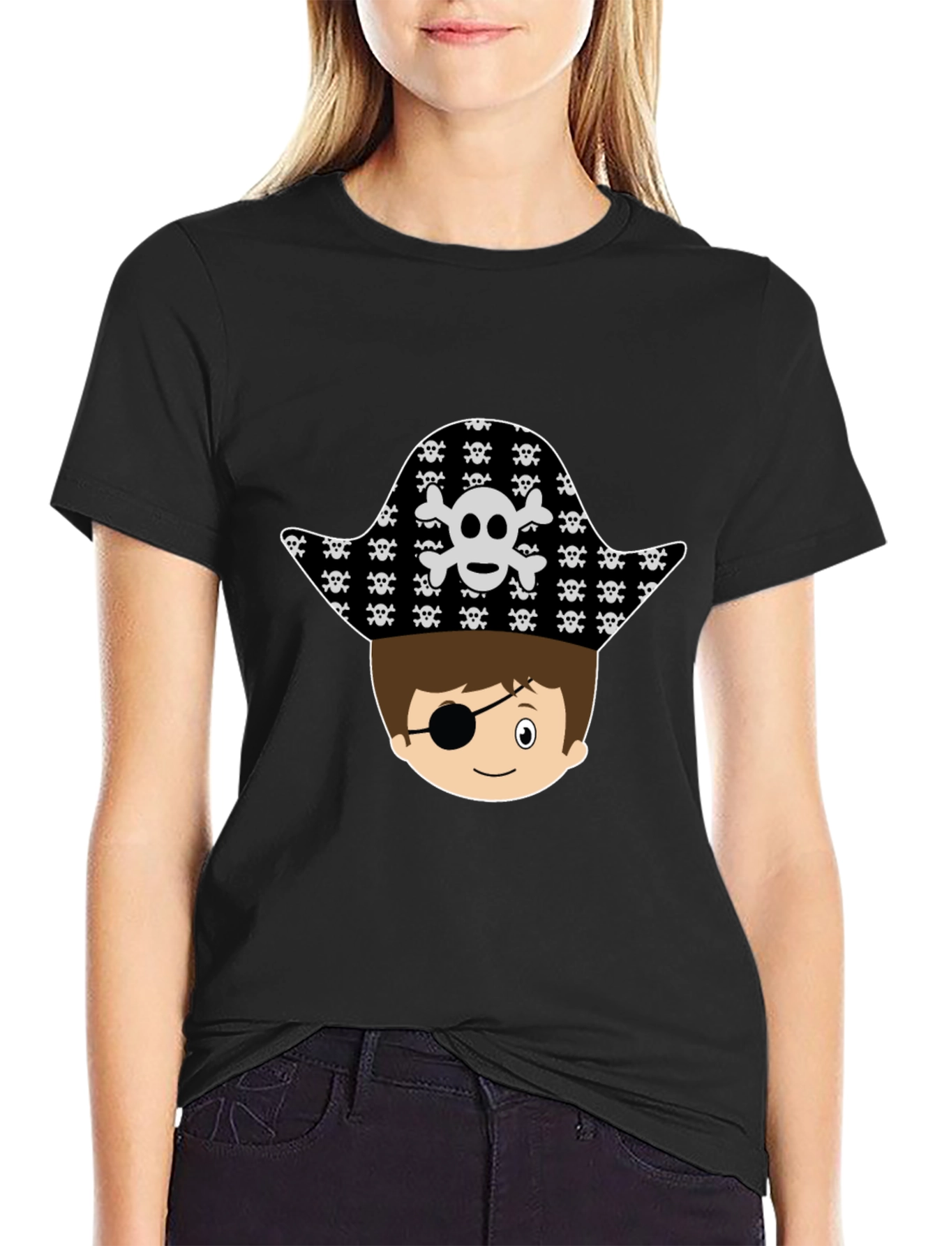 Pirate Boy Graphic T-Shirt - Black Cotton Tee