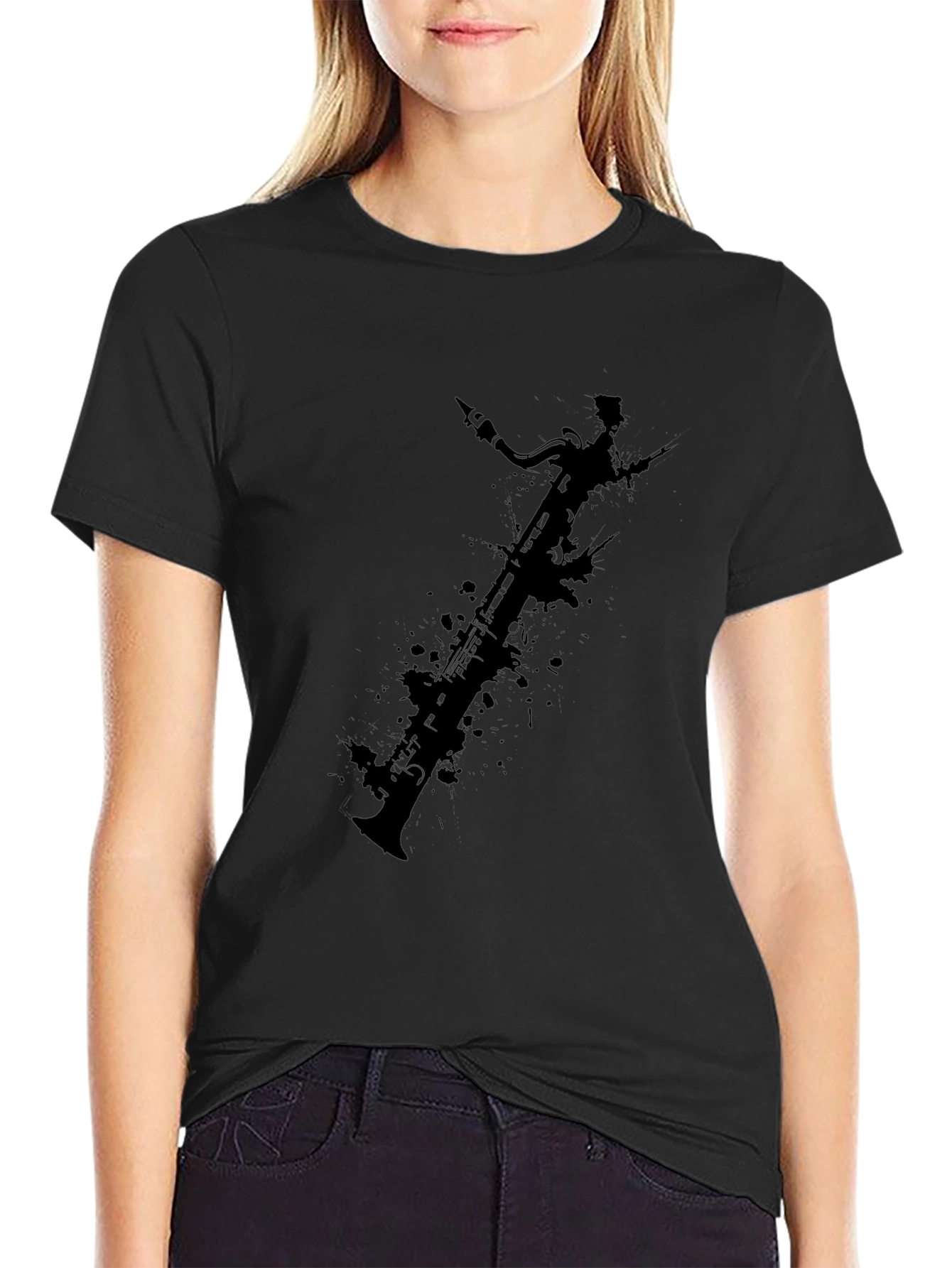Bassoon Silhouette Black T-Shirt - Music Lover Tee