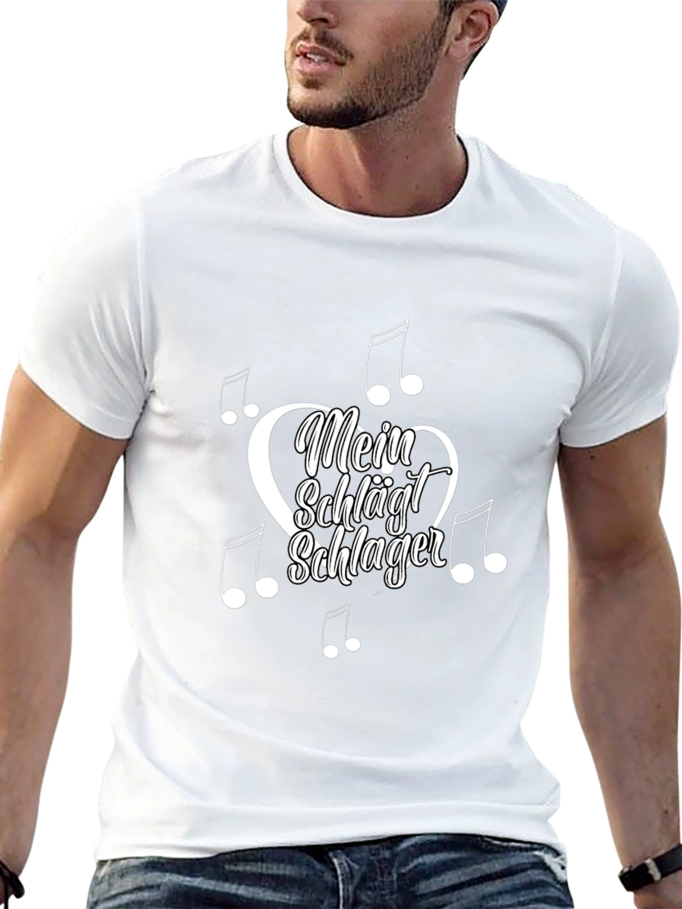 Mein Schlager Herz T-Shirt - Music Heartbeat Tee