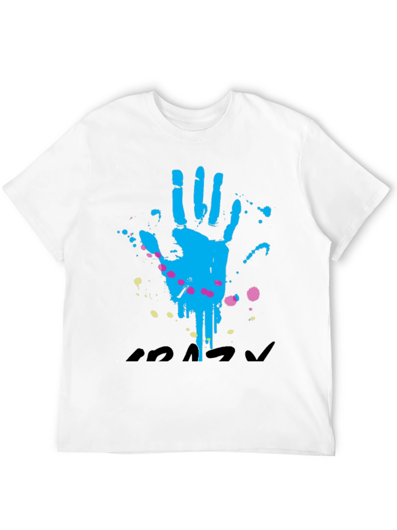 Handprint Splatter Graphic T-Shirt - Casual Black Tee