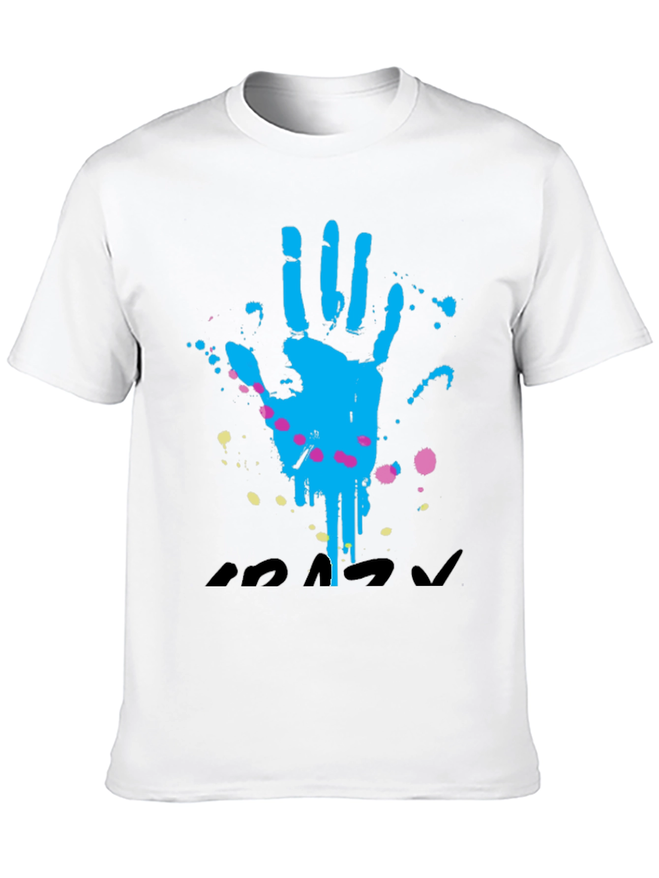 Handprint Splatter Graphic T-Shirt - Casual Black Tee