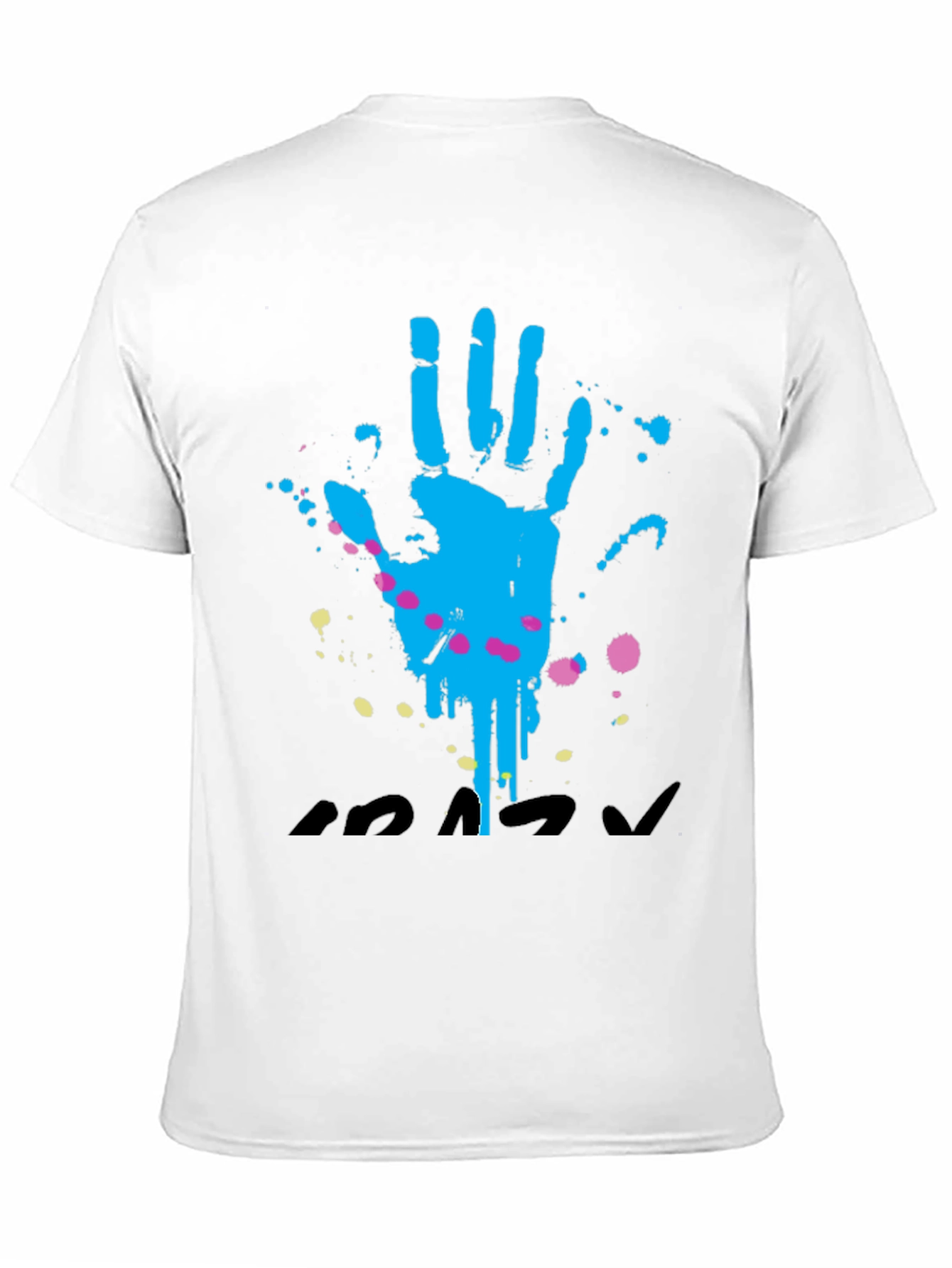 Handprint Splatter Graphic T-Shirt - Casual Black Tee