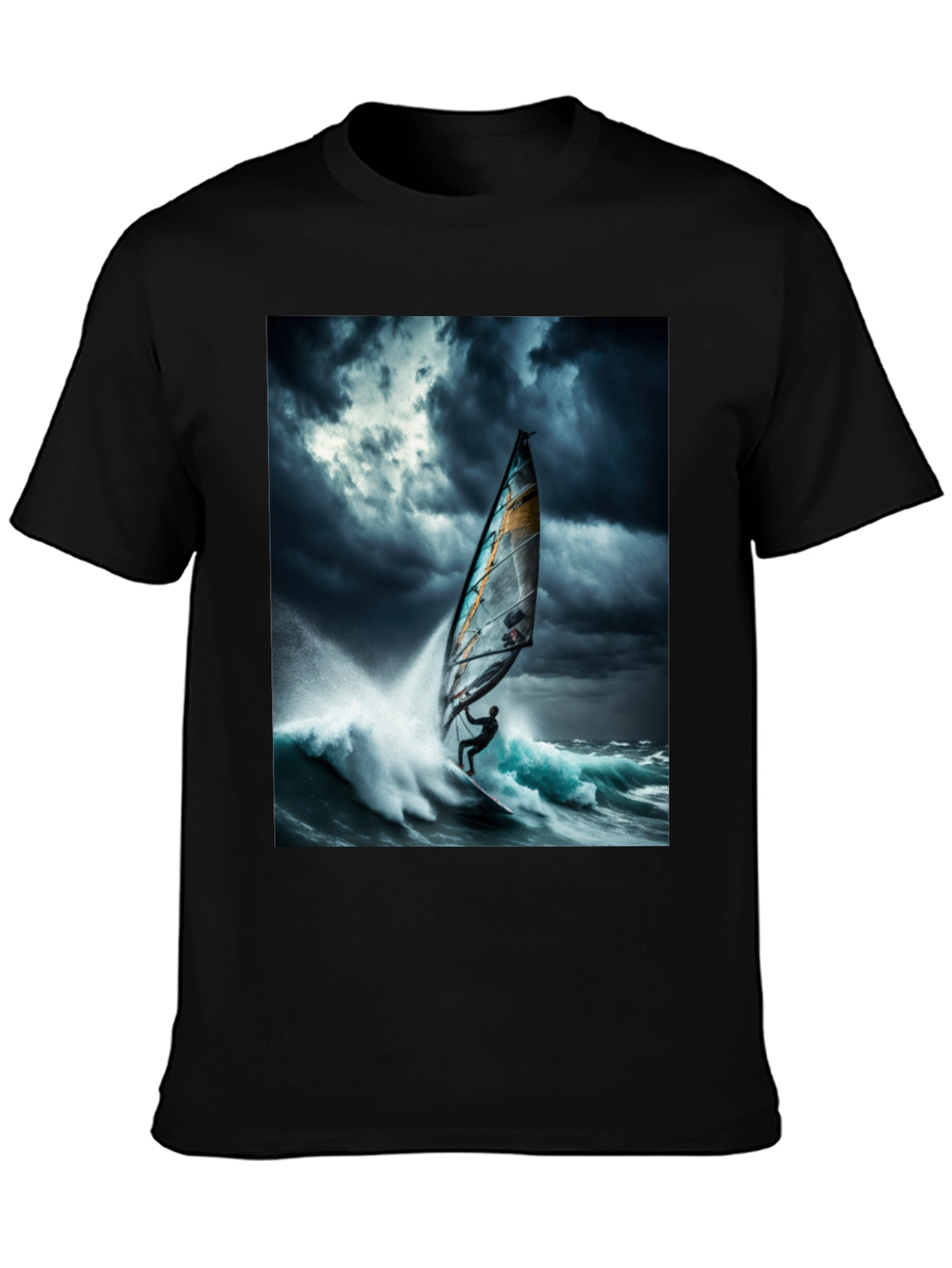 Windsurfing Waves T-Shirt - Black