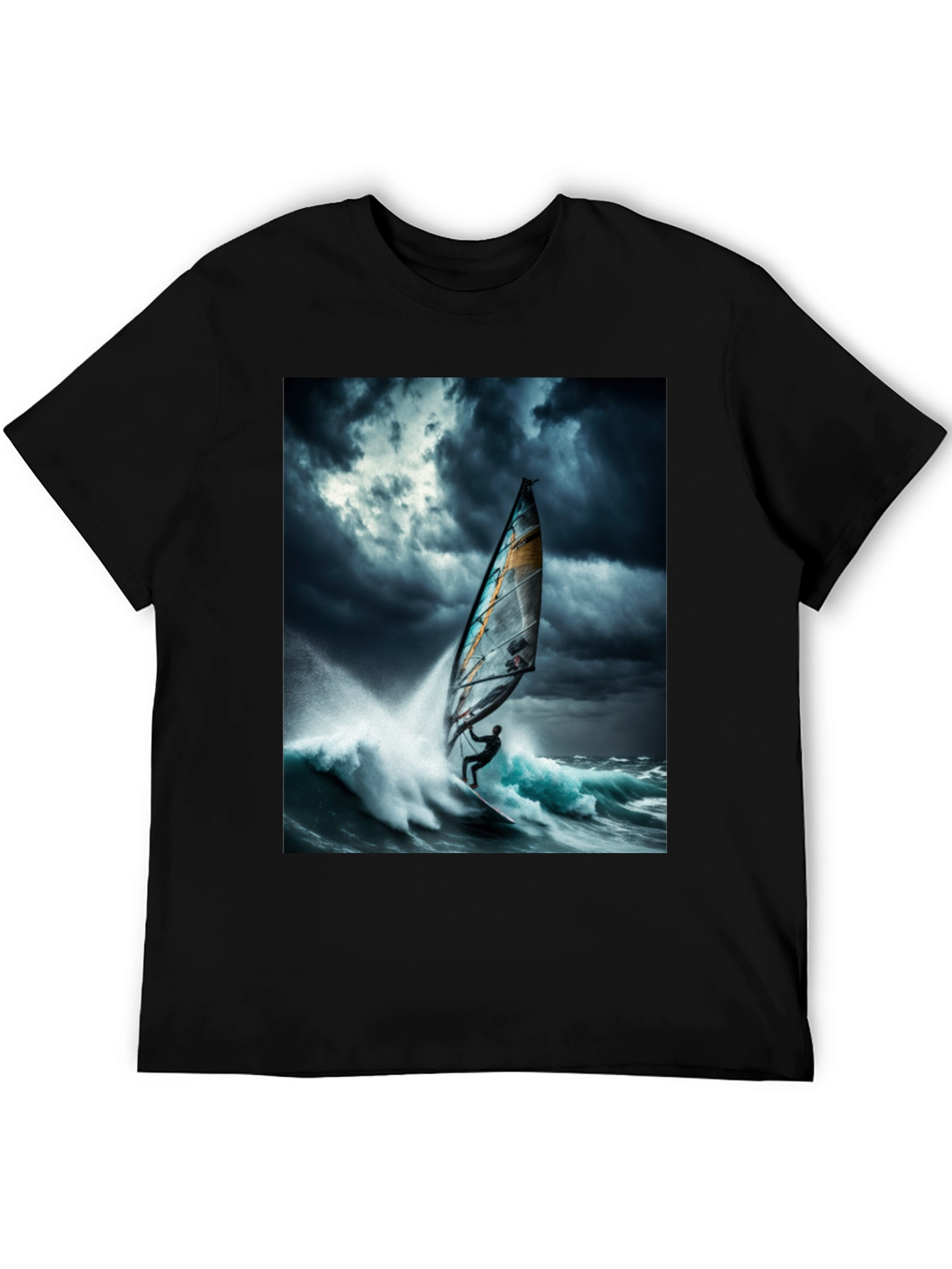 Windsurfing Waves T-Shirt - Black
