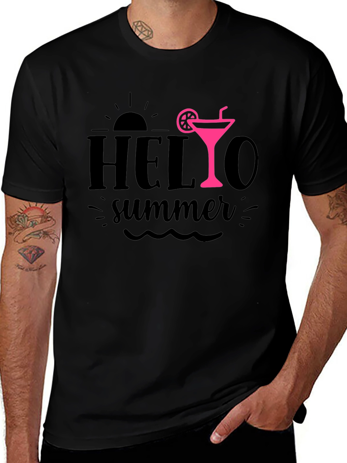 Hello Summer Black T-Shirt