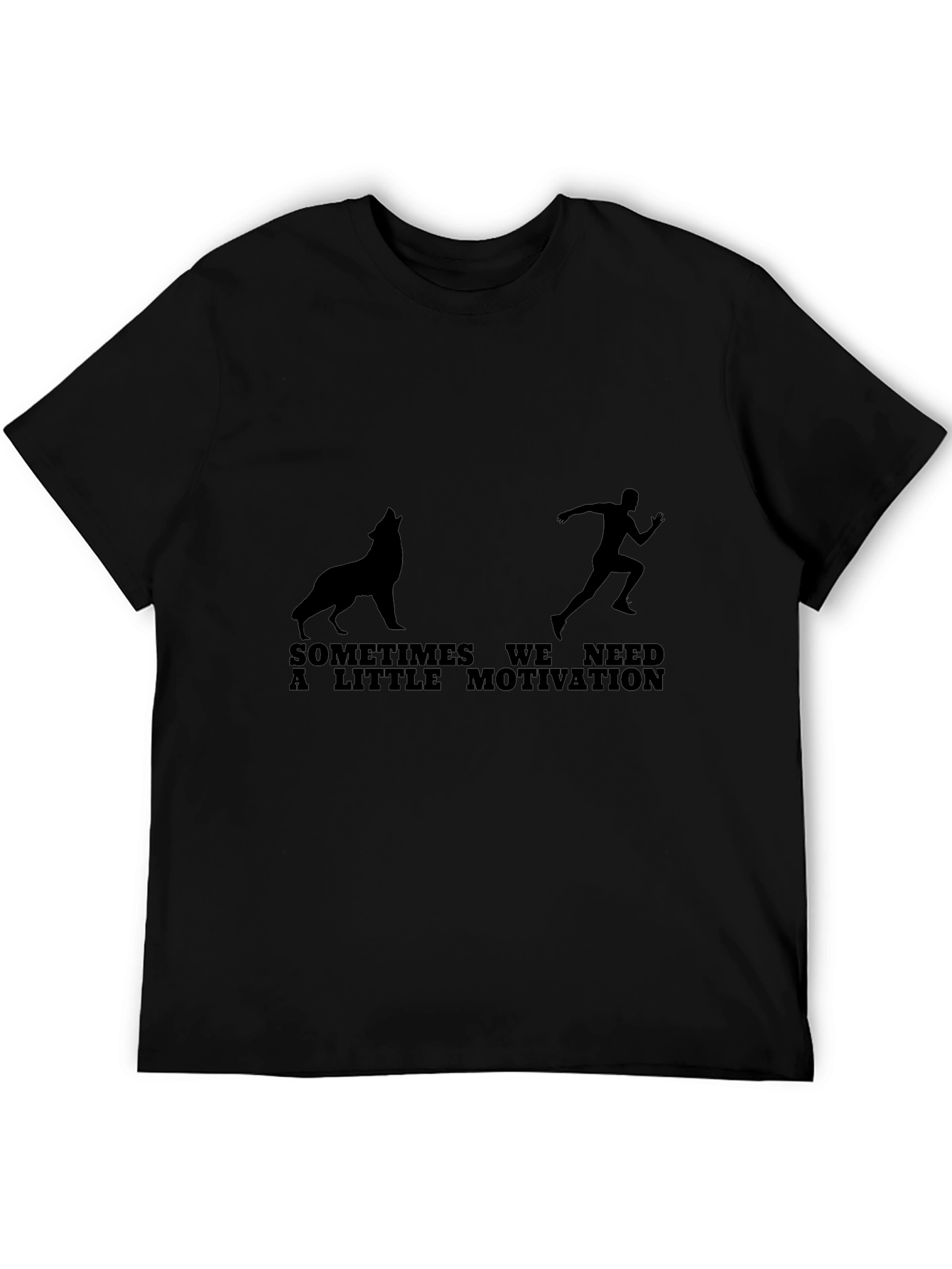 Motivation Graphic Tee - Wolf & Runner Black T-Shirt