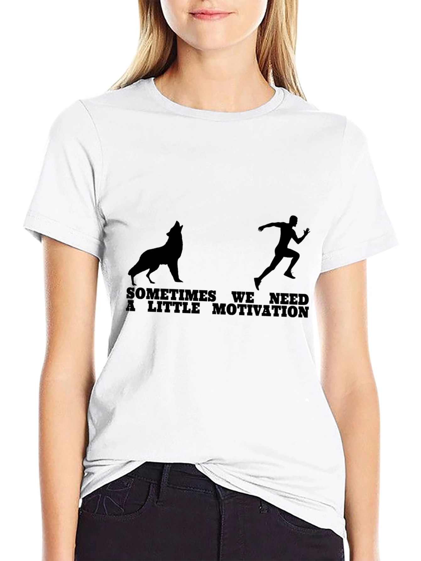 Motivation Graphic Tee - Wolf & Runner Black T-Shirt