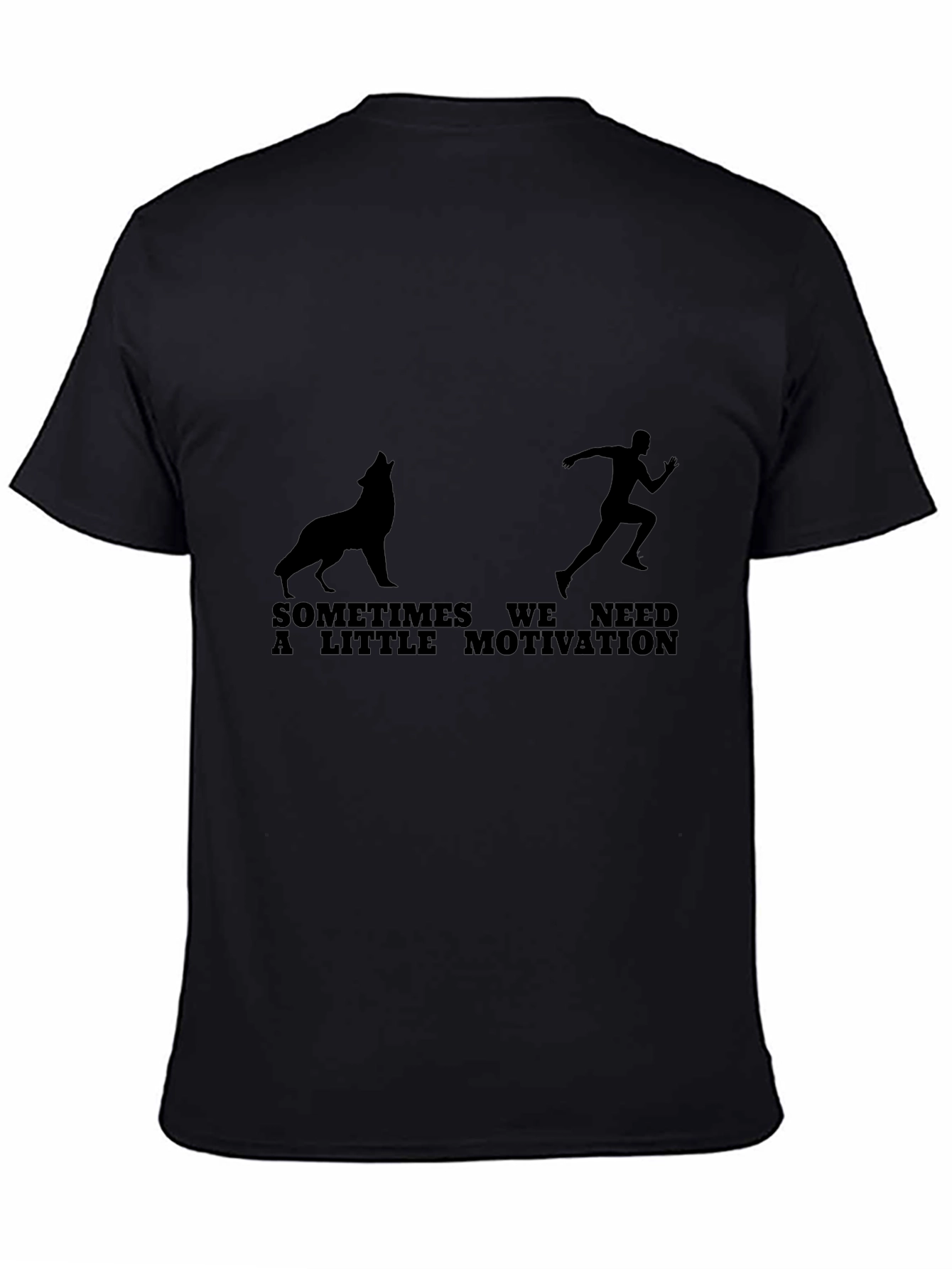 Motivation Graphic Tee - Wolf & Runner Black T-Shirt